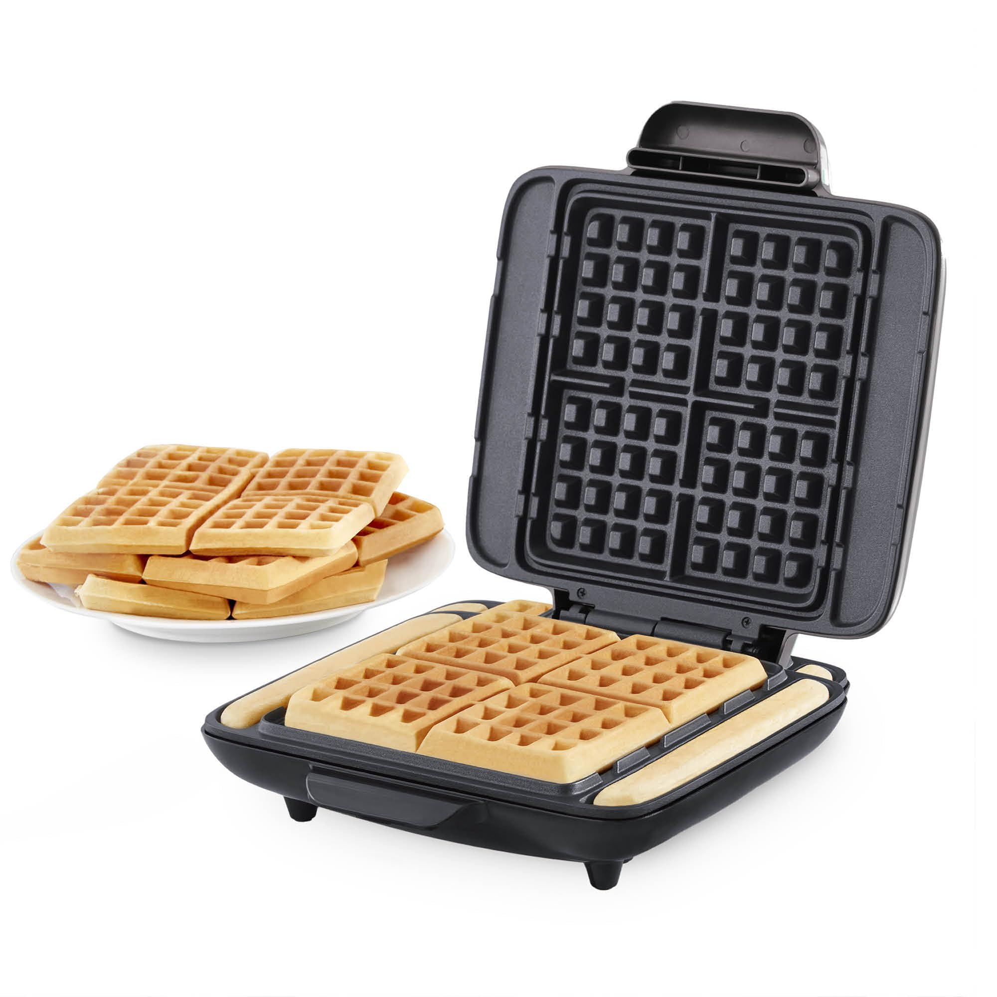 Dash No-Drip Waffle Maker - Makes Four Waffles at Once for Hassle-Free Breakfasts - Dual Nonstick Heating Plates & Quick