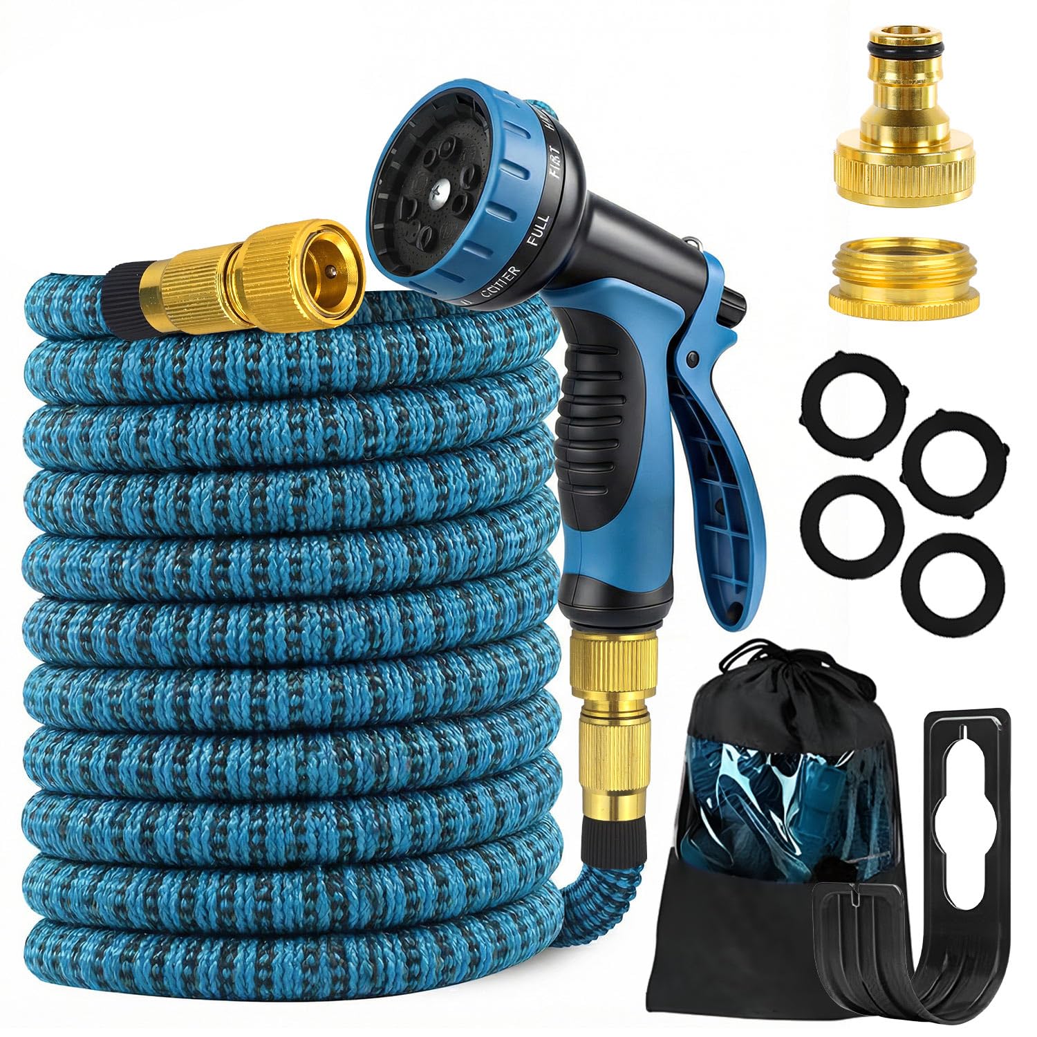 100FT Expandable Garden Hose Pipe, Flexible Hose Pipe with 10-Pattern Spray Nozzle, Heavy Duty Water Hose with 3/4