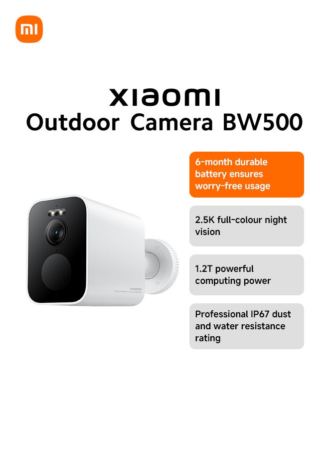 Xiaomi Outdoor Camera Bw500 | 2.5K Full-Colour Night Vision | Ip67 Dust And Water Resistance | 8Gb Built-In Storage | En