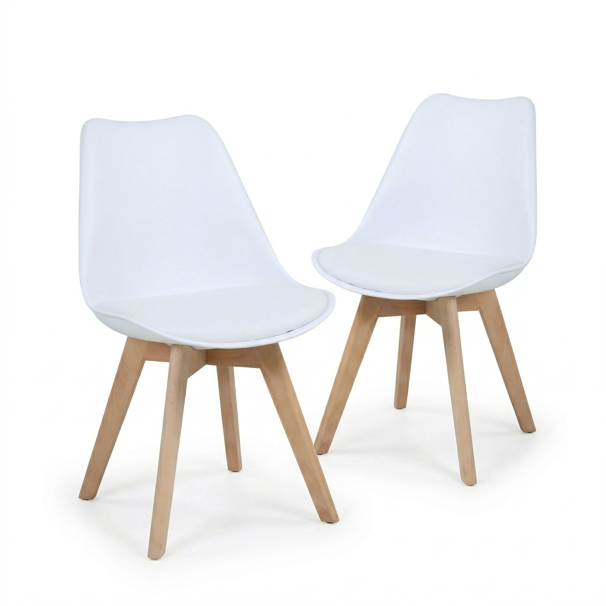 EVRE Mid-Century Dining Chairs, PU Upholstered PP Seat with Solid Wooden Legs, Modern Armless Chair for Dining rooms, Ki