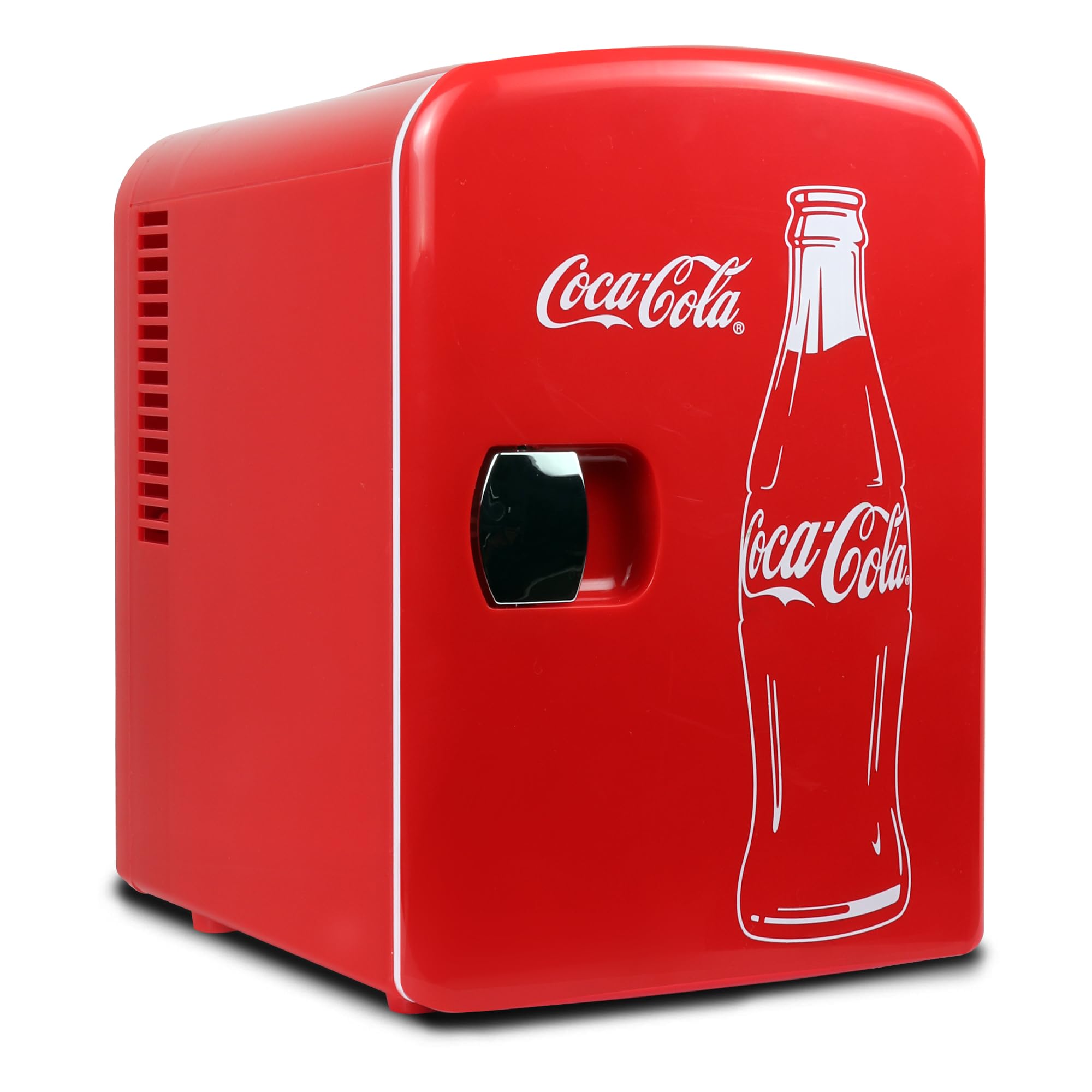 Coca Cola Classic Mini Fridge - Refrigerator for Bedroom Skincare Office, Portable Table Top Beverage Cooler, 12V DC/220