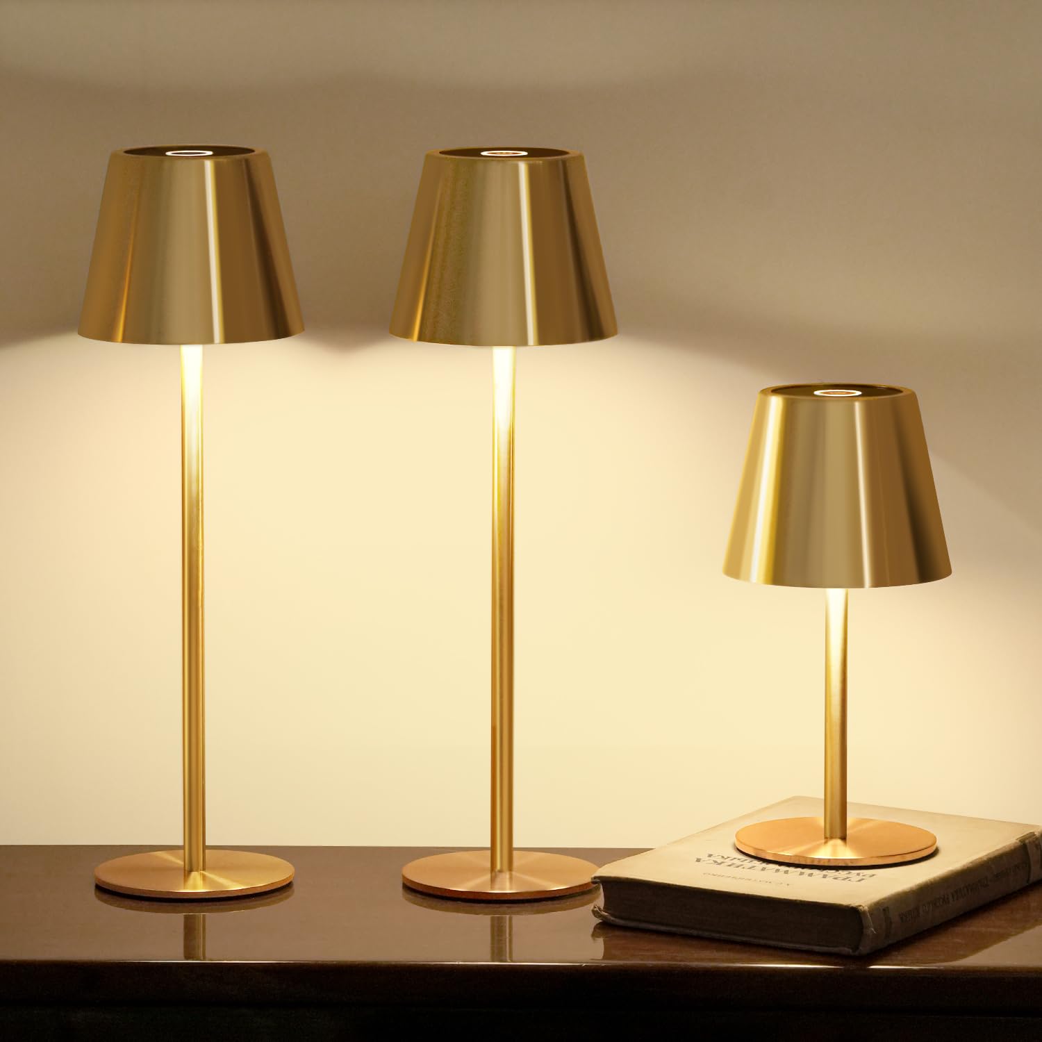3 Pack Cordless Table Lamp, Portable Battery Operated Lamp with 3 Color Temps and Stepless Dimming, Rechargeable Table L