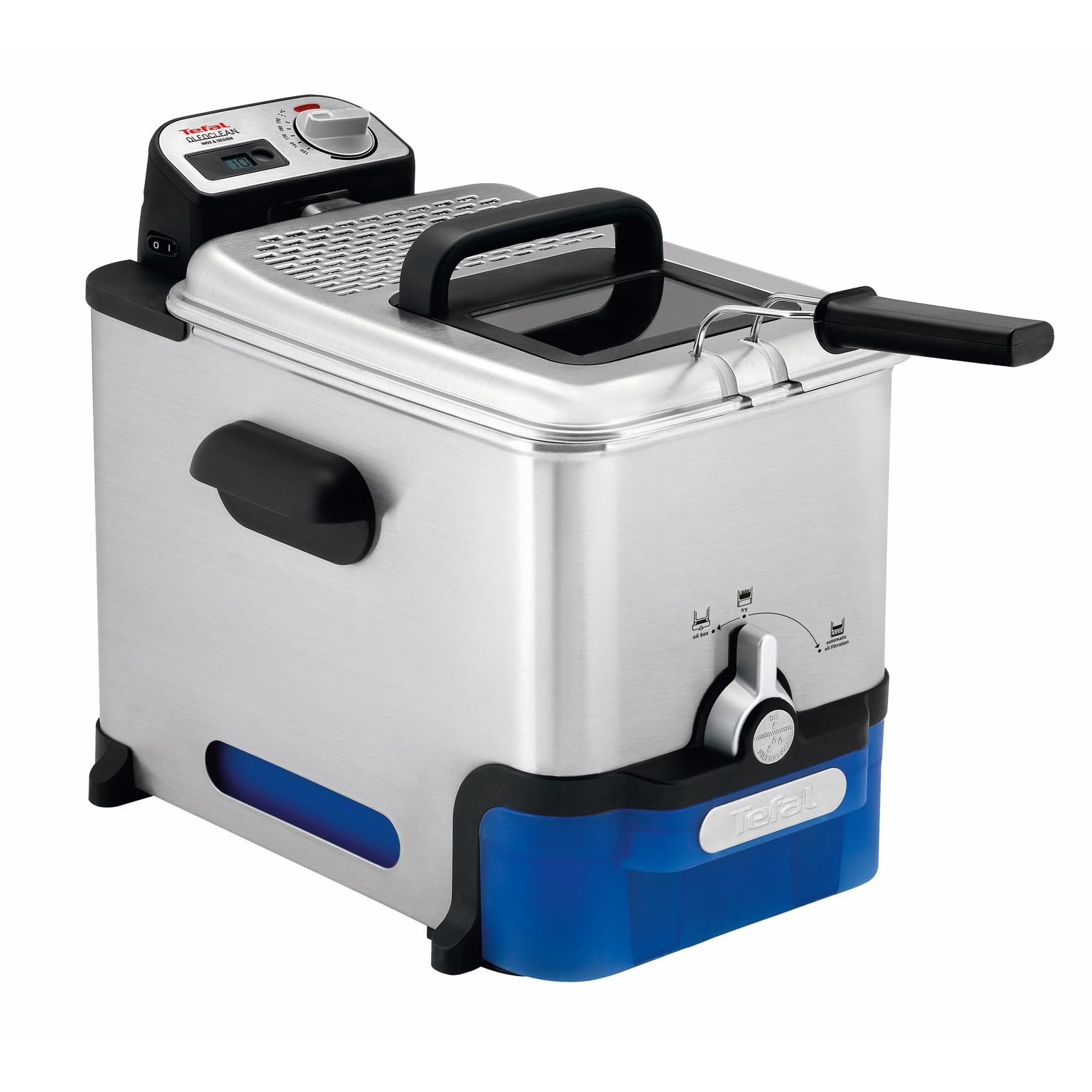 مقلاة اوليوكلين برو اينوكس اند ديزاين FR8040 من تيفال | 2300 واط | سعة 1.2 كجم | فلتر زيت اوتوماتيكي