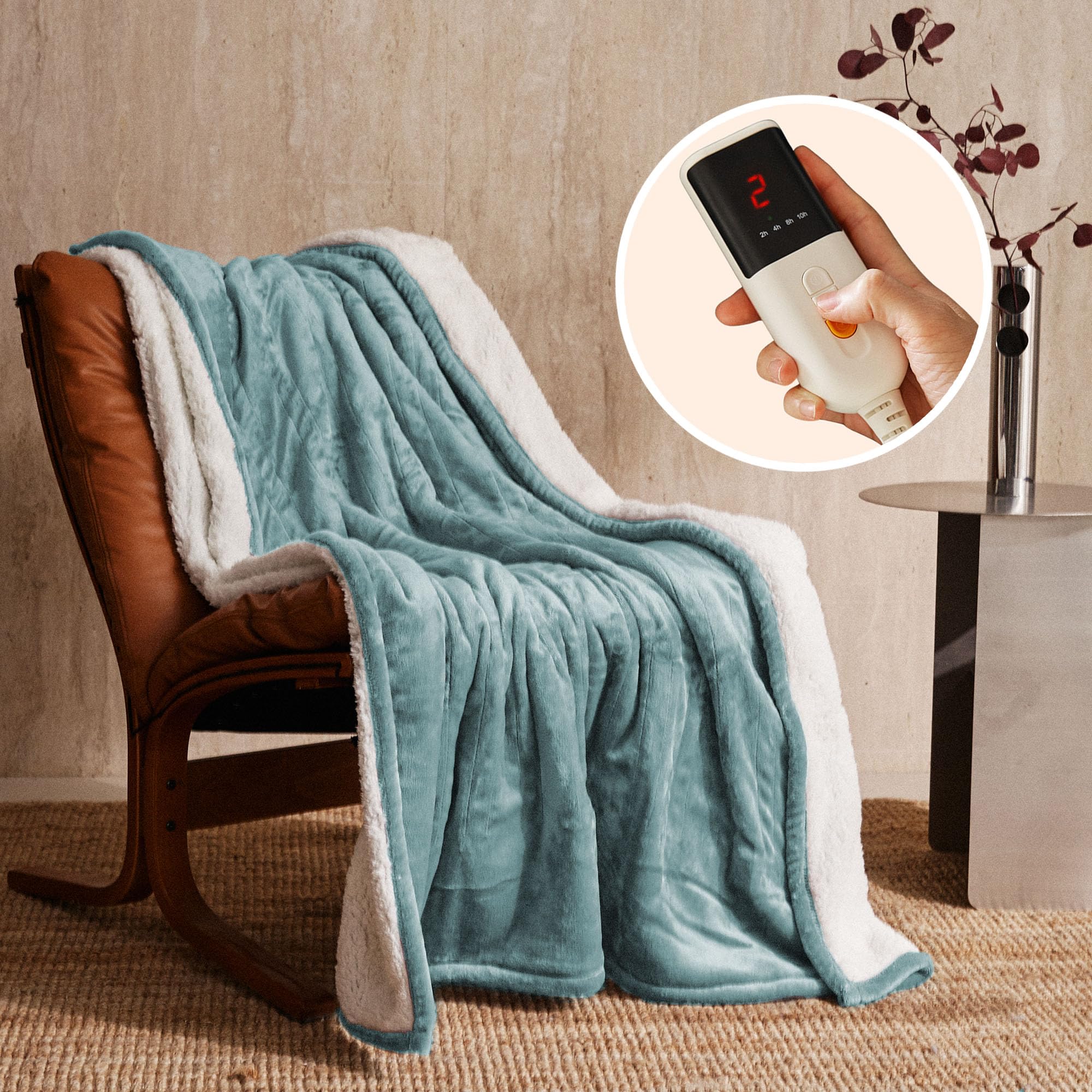 JET'S HOME Electric Blanket 130x160cm - Heated Blanket 6 Heat Settings Digital Controller Adjustable Timer up to 10 Hour