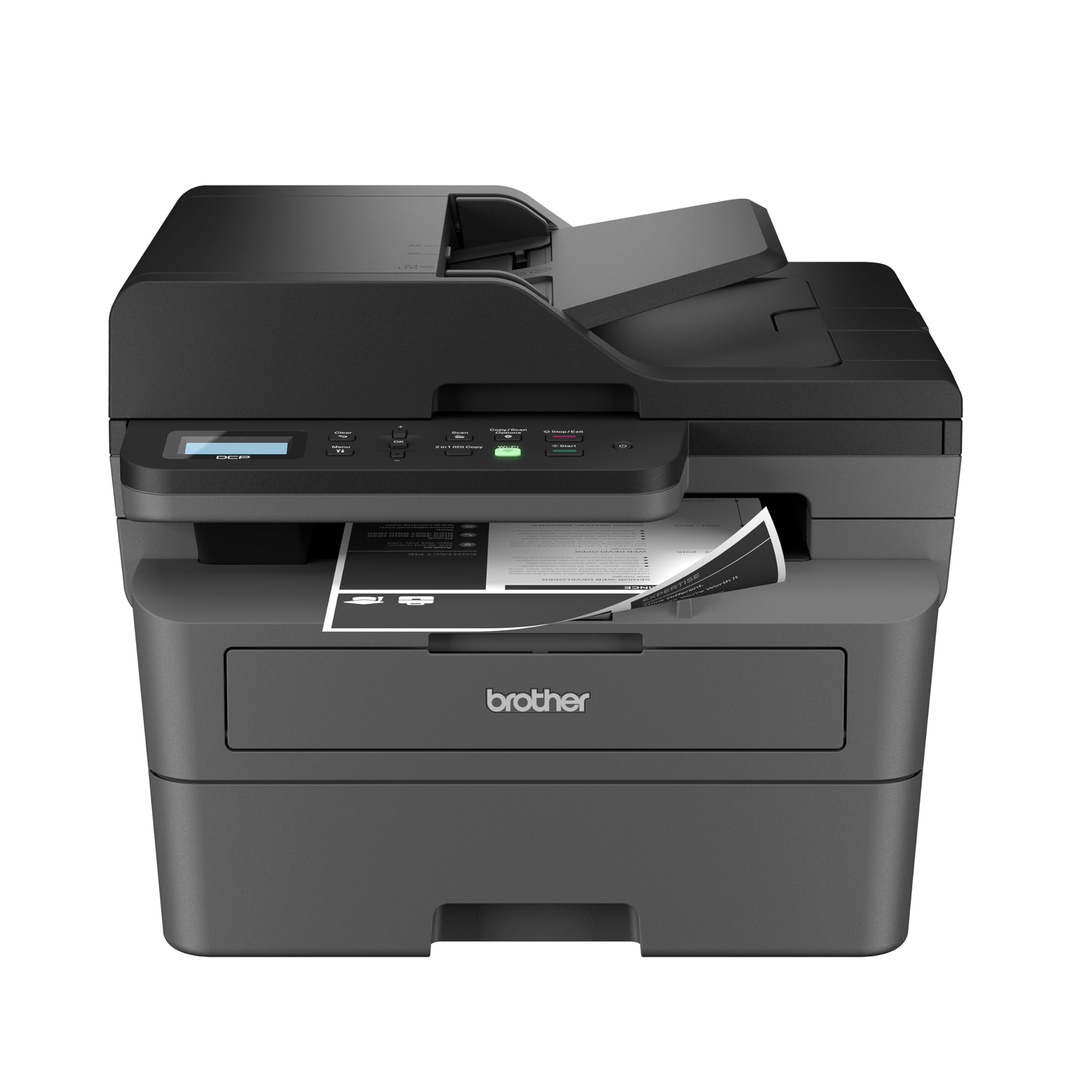 طابعة ليزر أحادية اللون لاسلكية مدمجة متعددة الوظائف من بروذر DCP-L2640DW مع نسخ ومسح ضوئي، طباعة عل