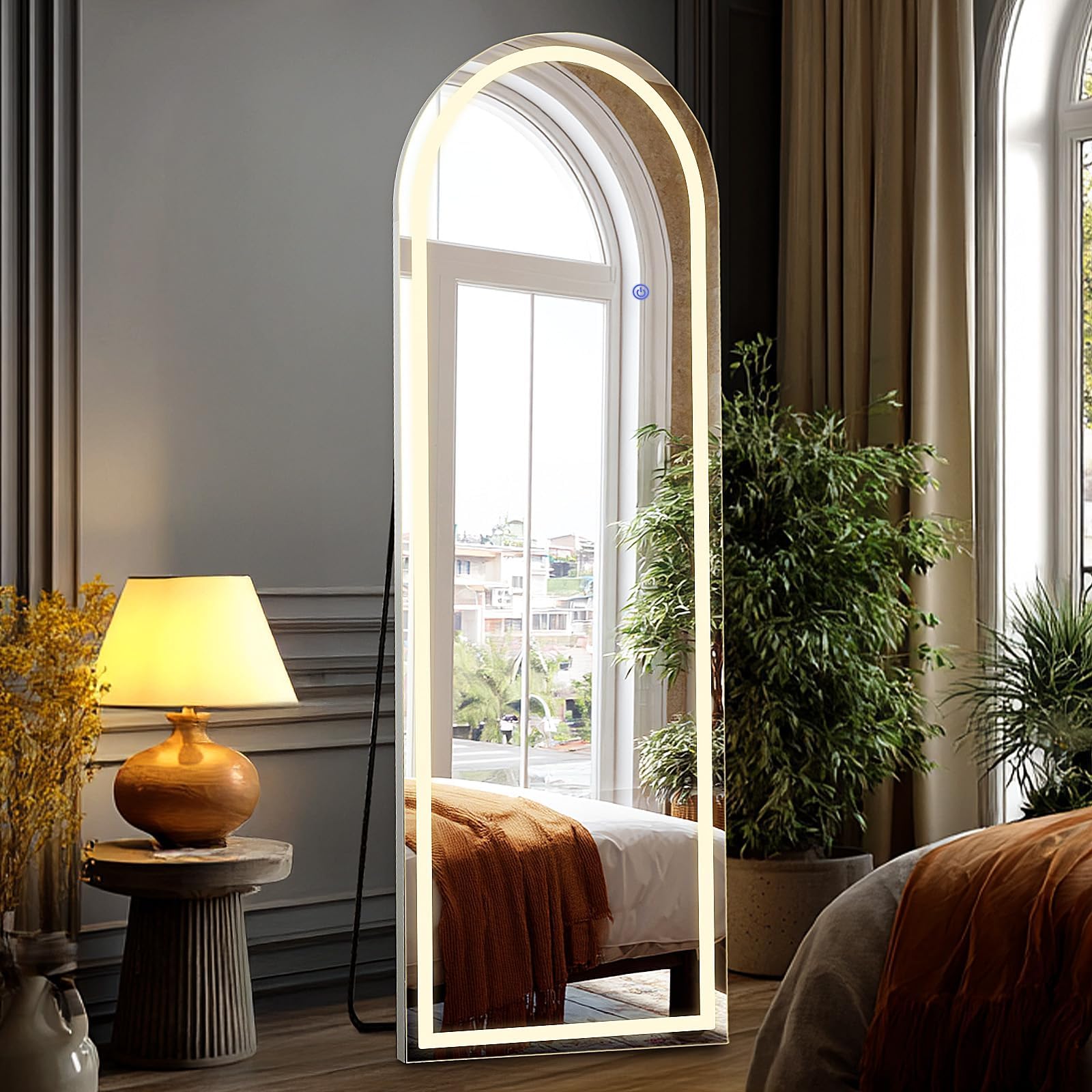 DUMOS Arched LED Mirror Full Length with Stand, 16