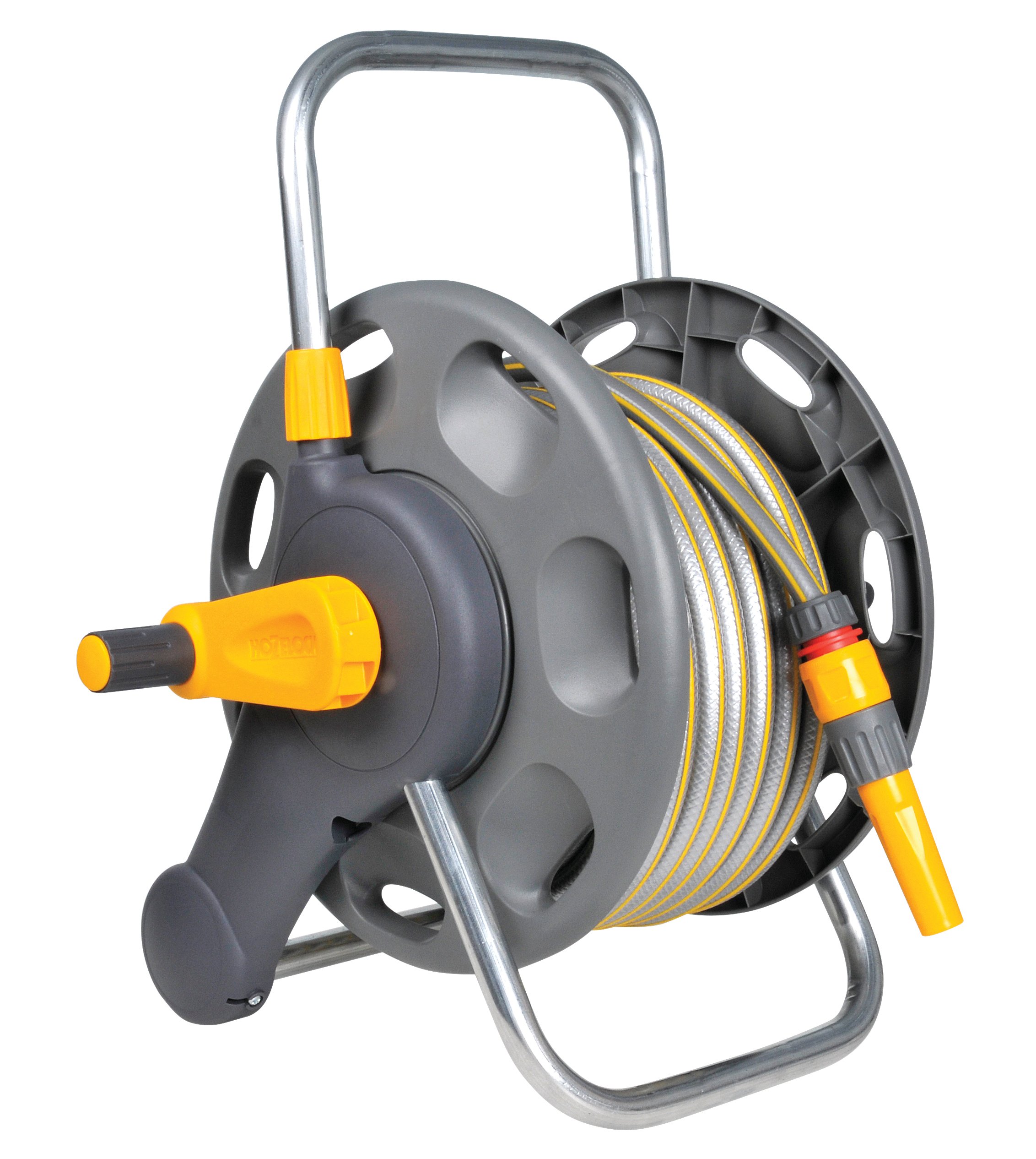 HOZELOCK - Compact Hose Reel 25m (ø 12.5 mm) : Integrated Handle, Supplied with 25m of Multi-purpose