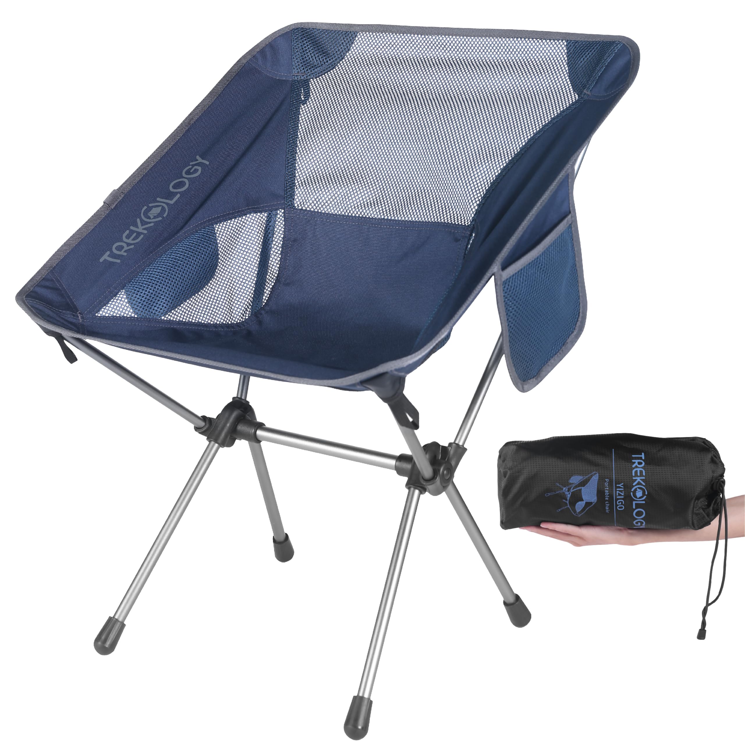 TREKOLOGY YIZI GO Camping Chair – Compact, Foldable, Lightweight 0.9 kg, 136 kg Capacity, Durable Aluminum, Quick Setup,