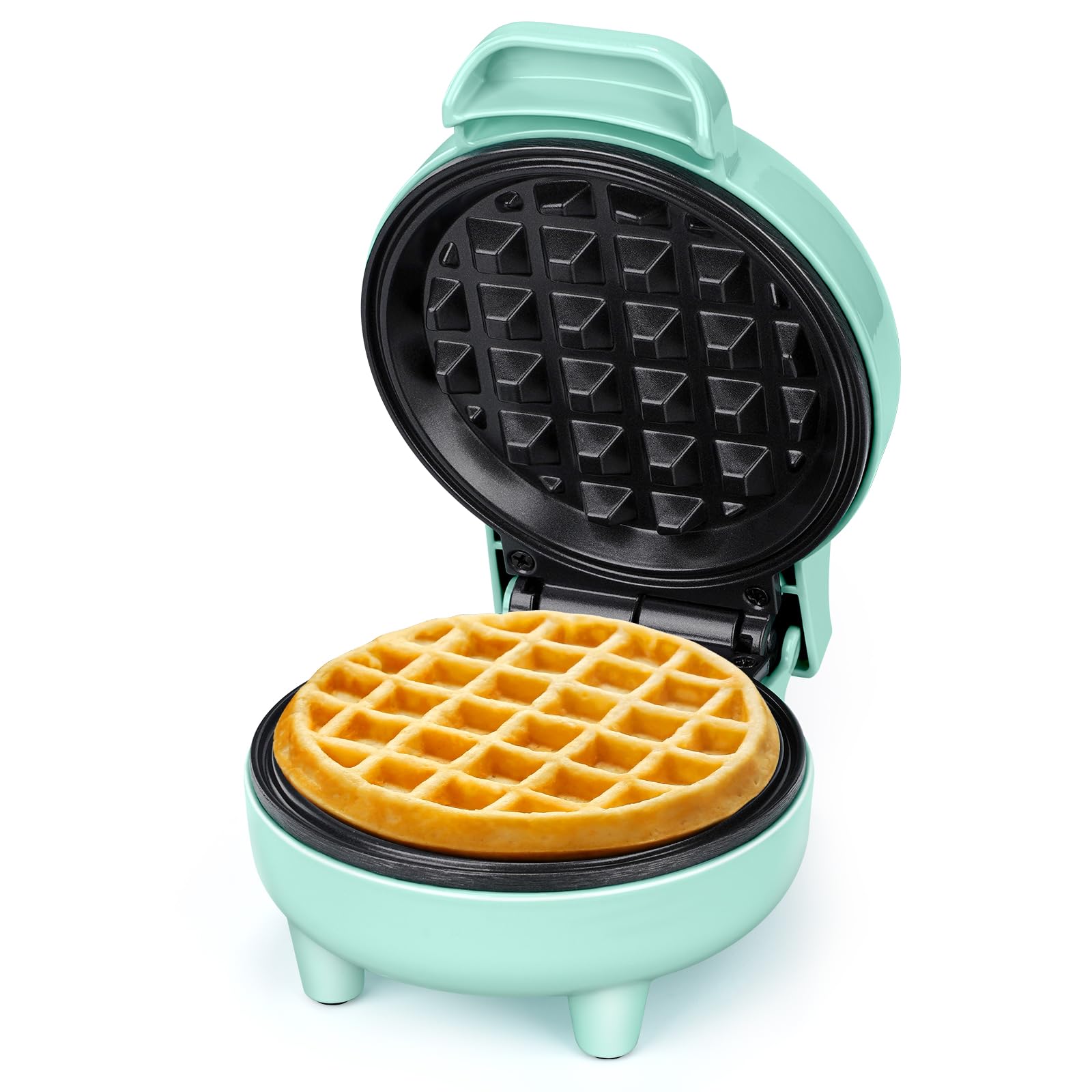 SNAILAR Mini Waffle Maker, 550W Waffle Iron, Ready Indicator Light, Non Stick Coating, Cool Touch Handle, Compact Size,