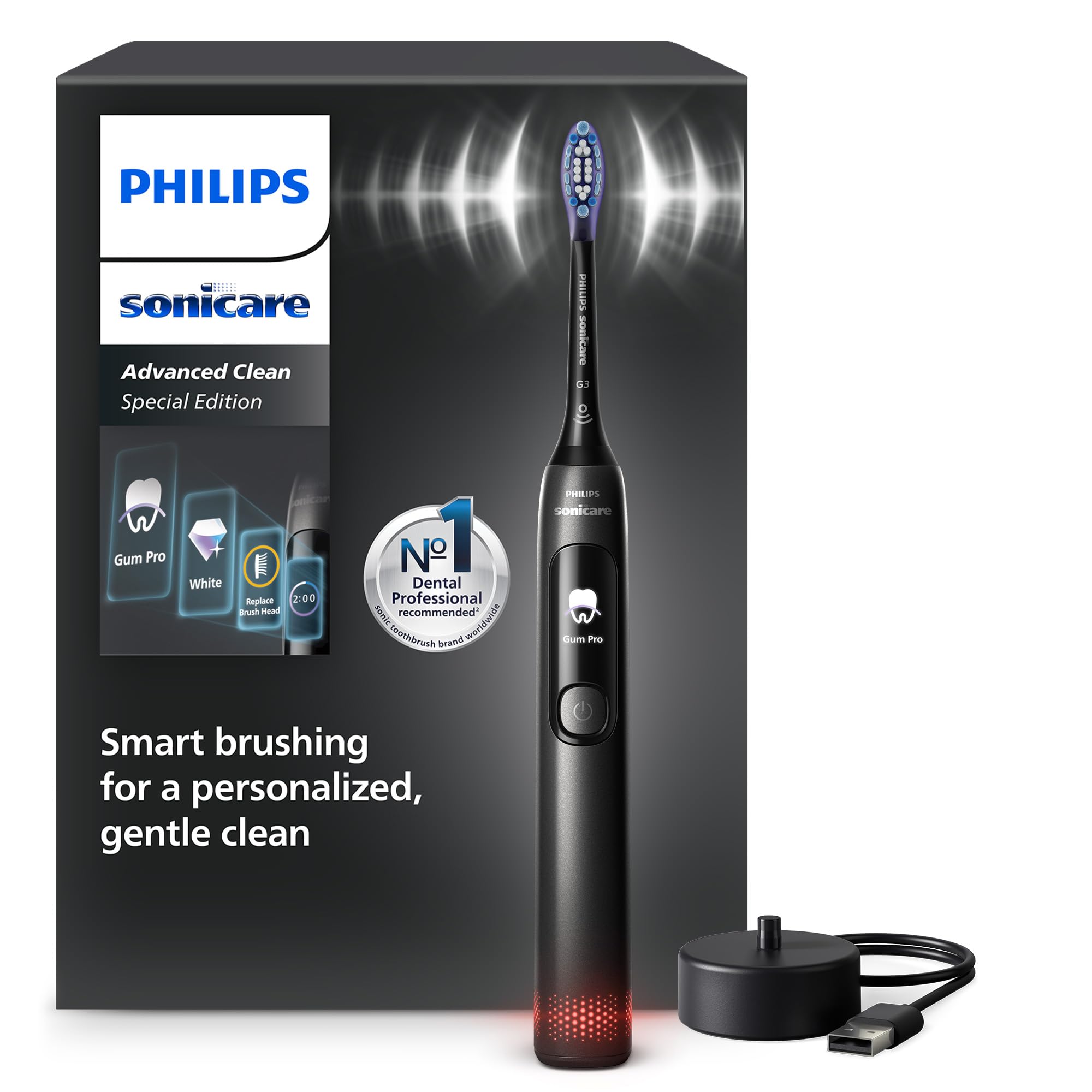 Philips Sonicare AdvancedClean Limited Edition Electric Toothbrush - Smart Screen, Pressure Sensor, Brush Head Replaceme