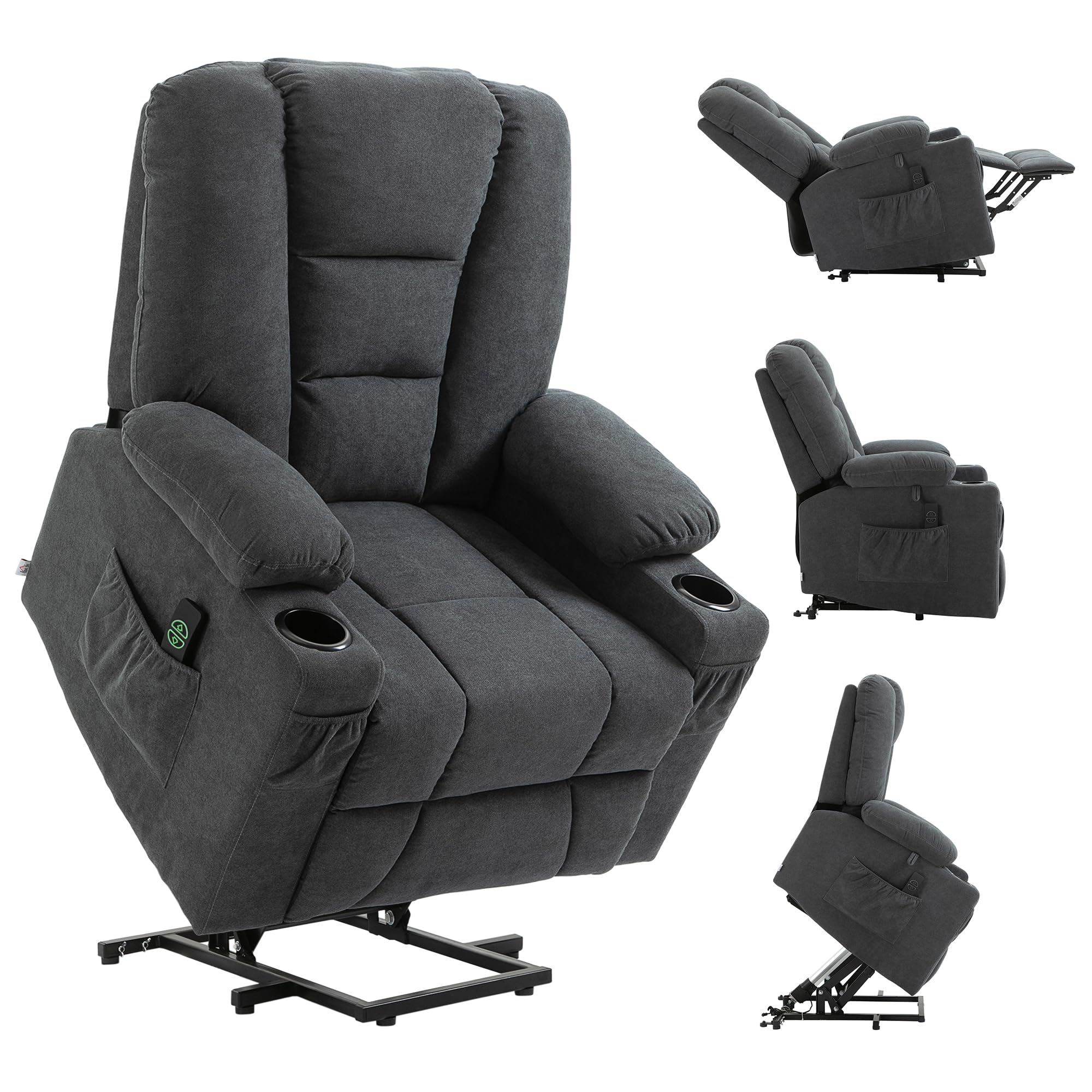 HOMCOM Oversized Riser and Recliner Chairs for the Elderly, Fabric Upholstered Lift Chair for Living