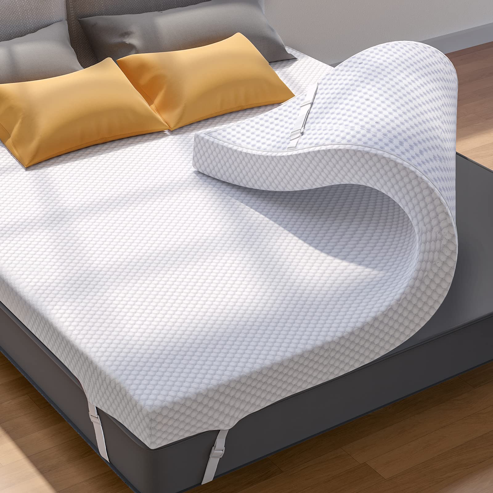 PERLECARE Queen Mattress Topper, 3 Inch Gel Memory Foam Mattress Topper for Pressure Relief, Premium