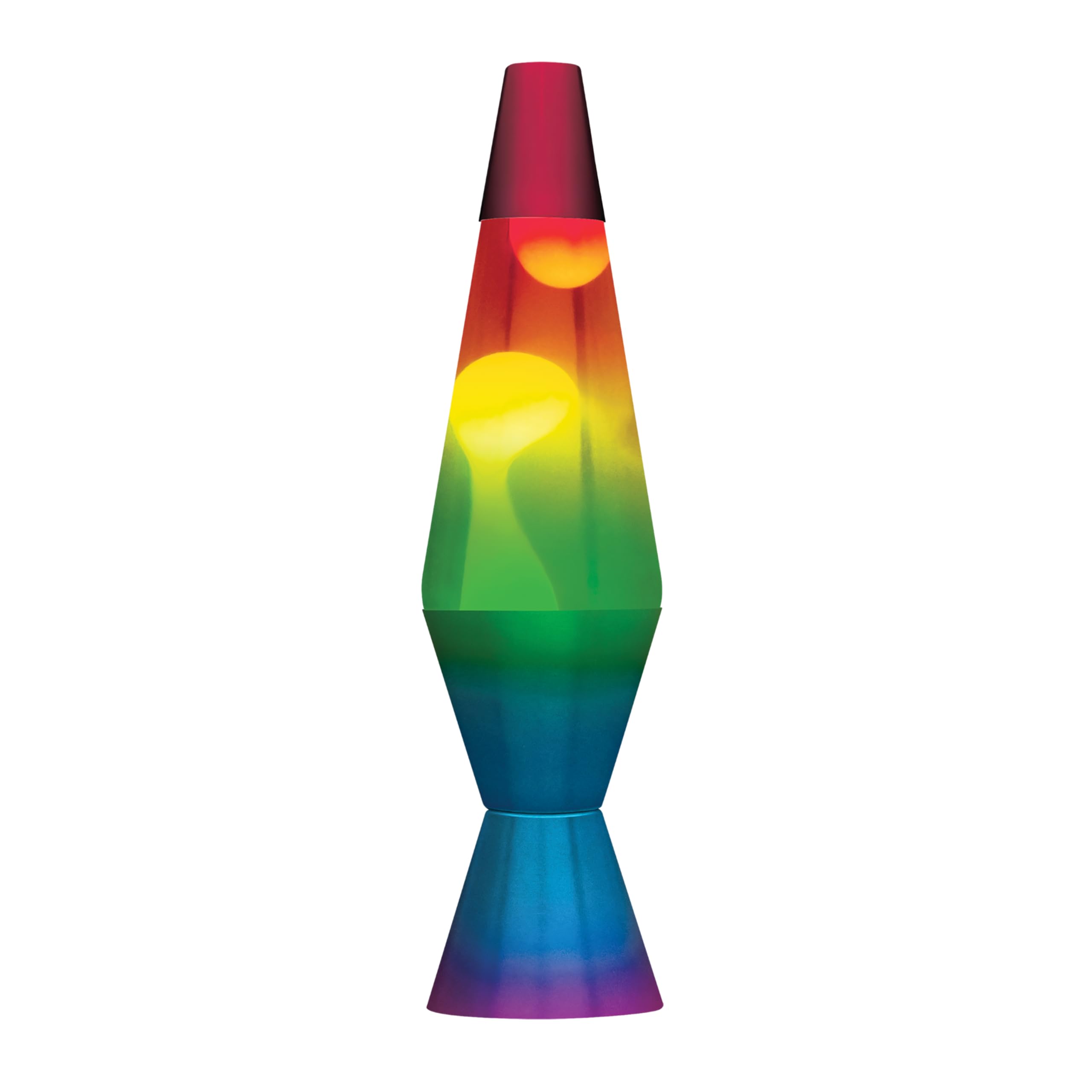 Lava, Tri-Colored Lamp 2179 Rainbow 14.5-Inch, with White Wax, Clear Liquid, Globe, Hand Painted Base, tri-Color