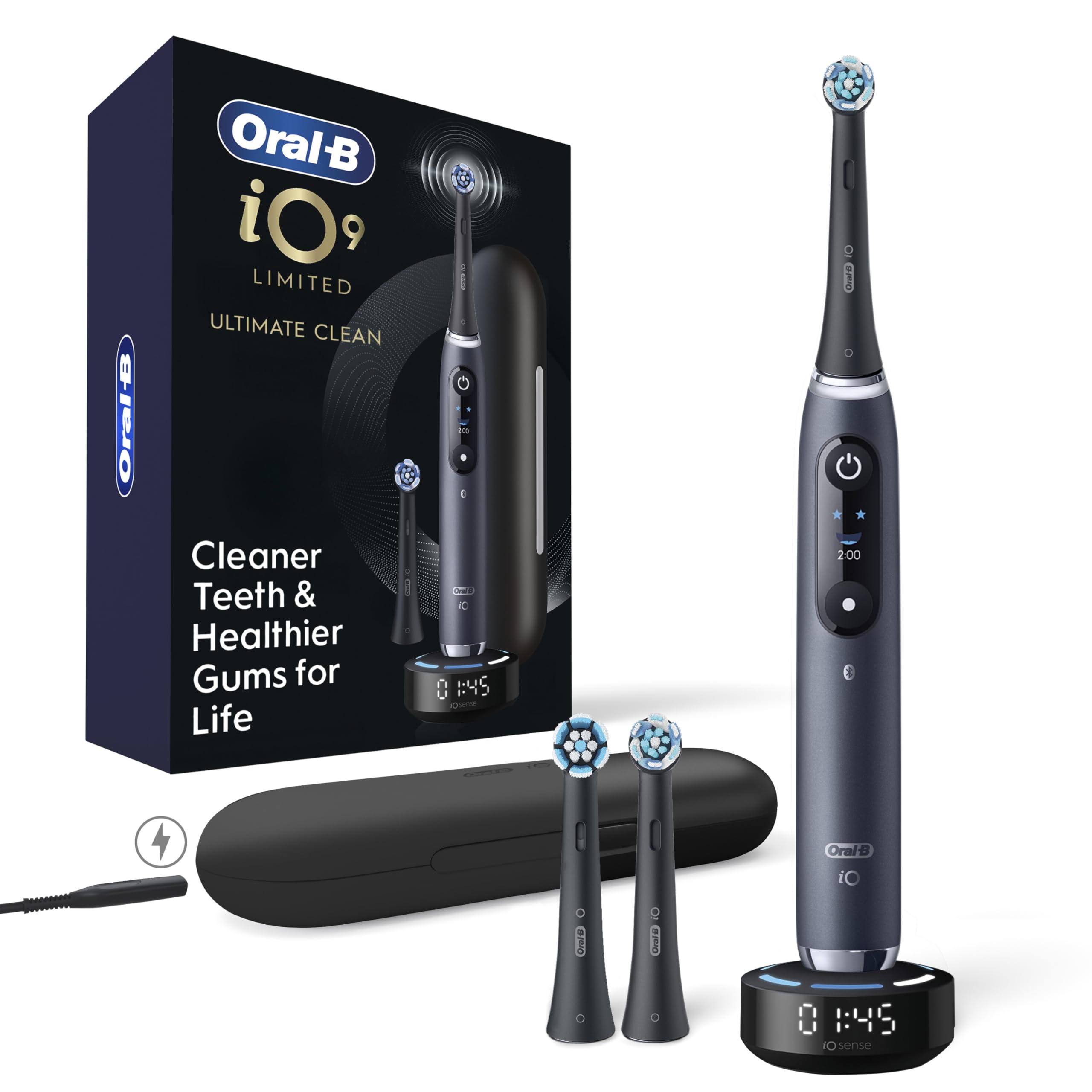 Oral-B Rechargeable Electric Toothbrush, iO9 Limited Ultimate Clean, 7 Cleaning Modes, Interactive Display, iSense Charg