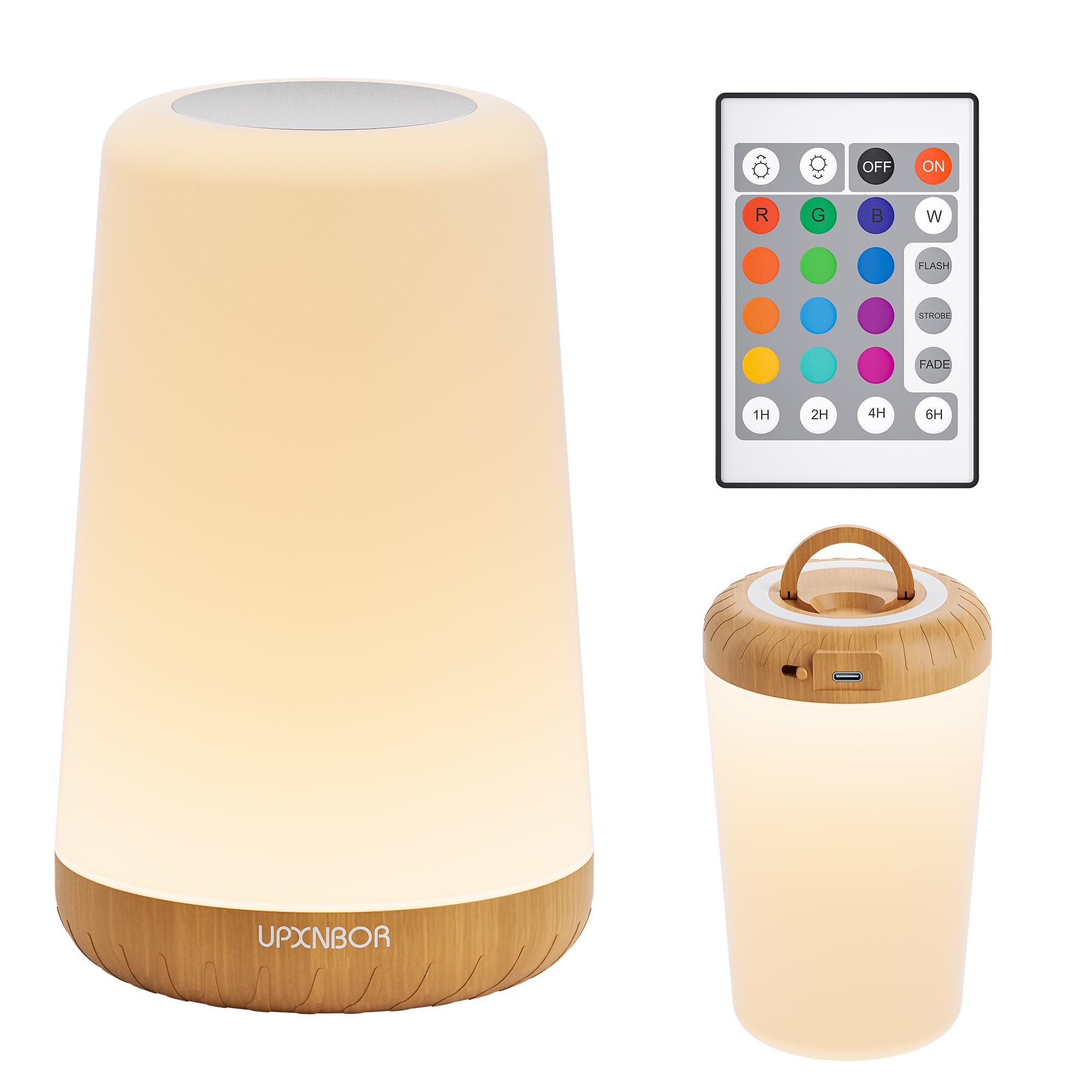 Night Light, LED Touch Bedside Table Lamp with Remote Control Dimmable Light, 13 RGB Colours and 5 Brightness Levels, Ti
