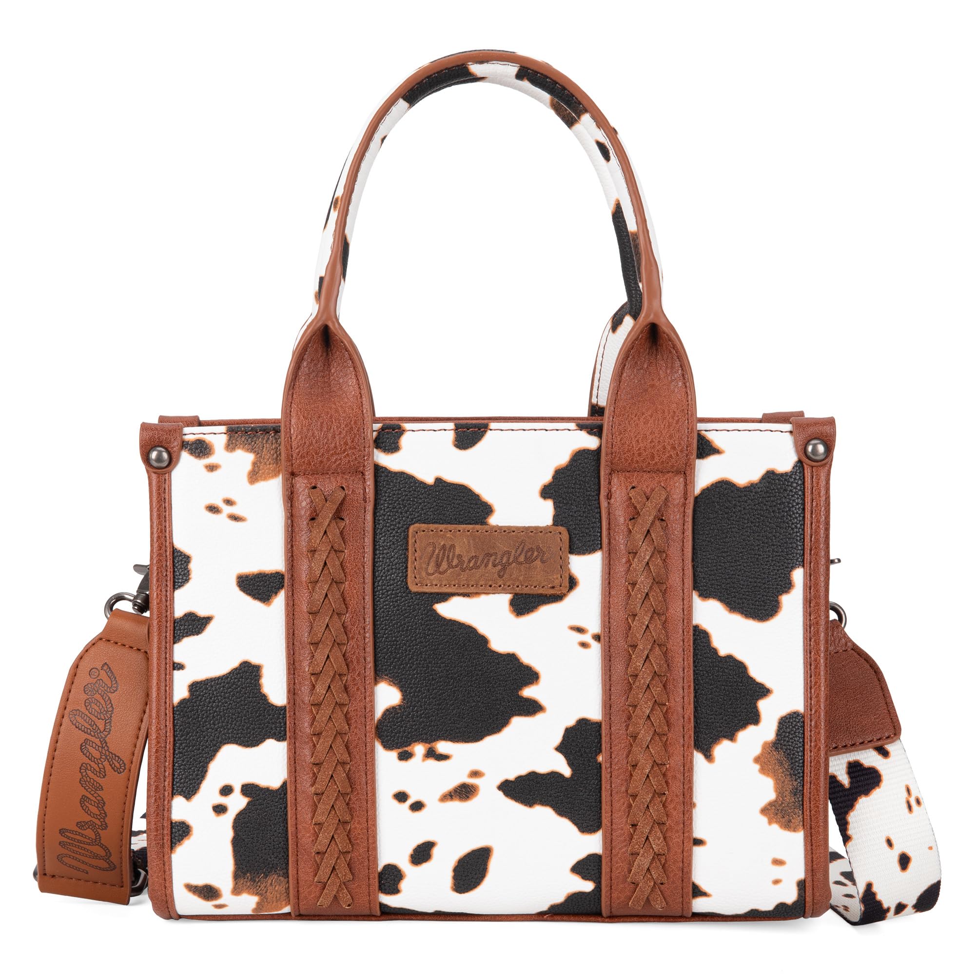 WRANGLER Cow Print Tote Bag for Women Western Top Handle Handbag with Guitar Strap