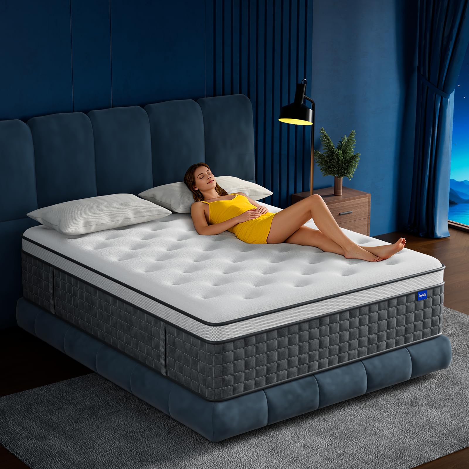 Queen Mattress, 12" Medium Firm Hybrid Mattresses, Mattress Queen Size in a Box with Individual Pock