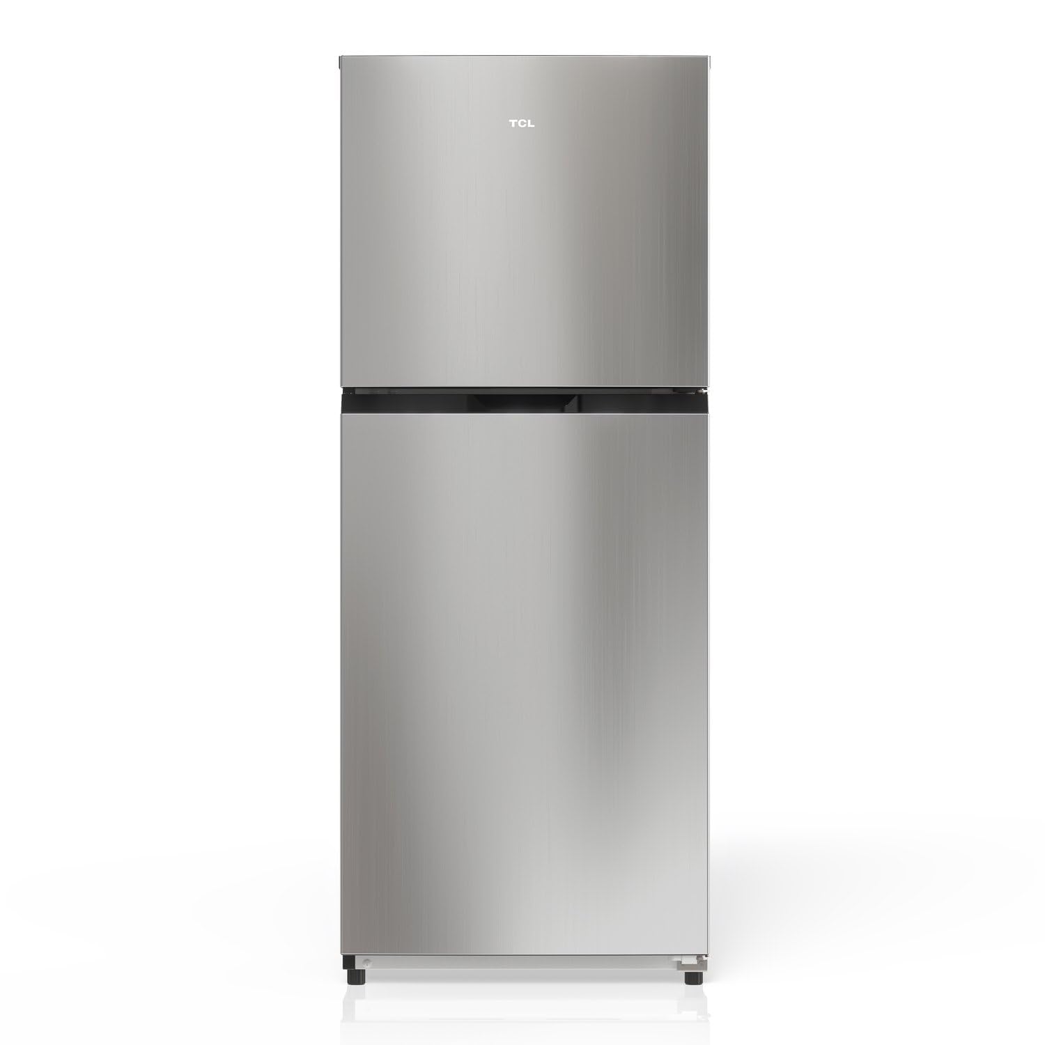 TCL 10.1 Cu Ft Double Door Refrigerator with Freezer in Silver, Frost Free Energy Efficient Fridge for Dorm, Apartment,