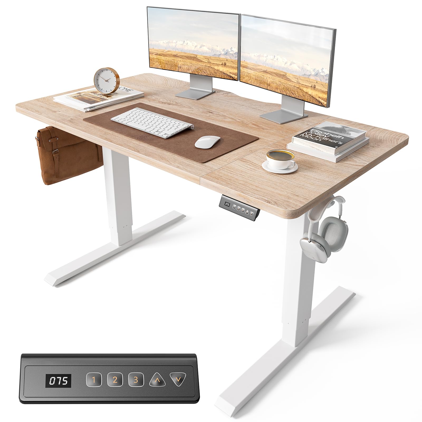 Cubiker Electric Standing Desk 120 x 60 cm, Height Adjustable Sit Stand Desk with Memory Presets, Ho