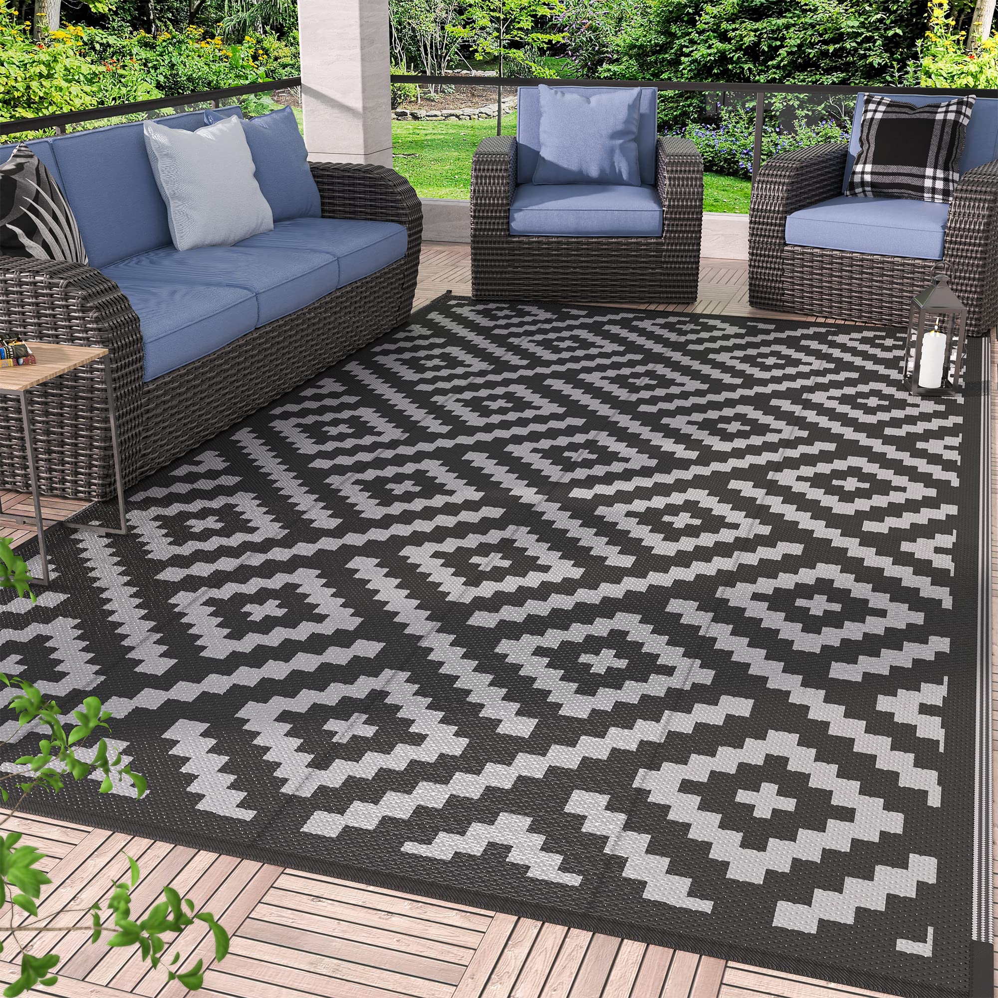 GENIMO Outdoor Rug for Patio Clearance,5'x8' Waterproof Mat,Reversible Plastic Camping Rugs,Rv,Porch
