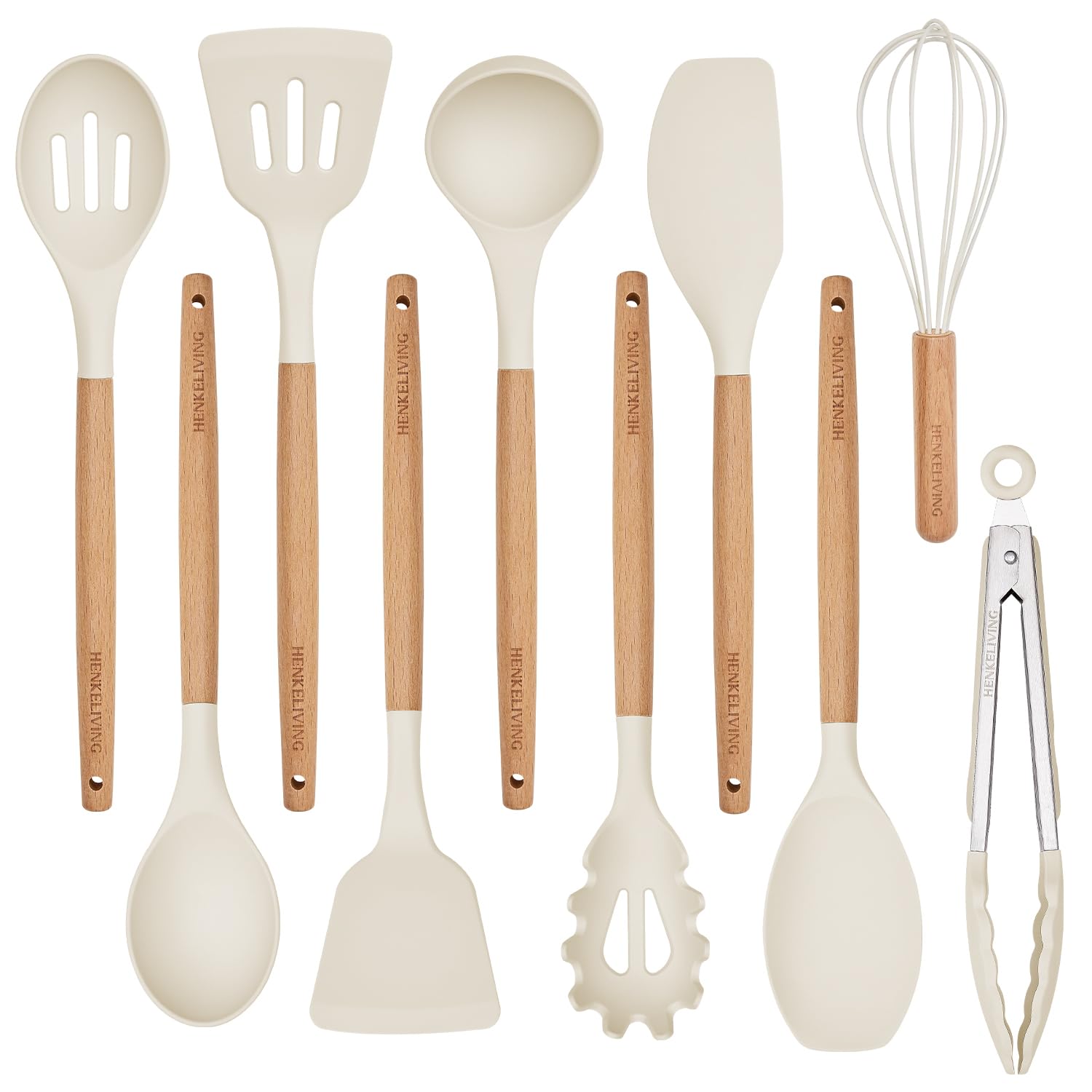 Silicone 10 Pcs Kitchen Cooking Utensils Set, Recycled Materials Certification, BPA Free Spatula Set with Heat Resistant