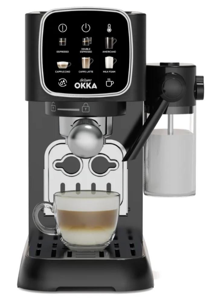 Arzum Semi Auto Espresso Machine – (Milk integrated) 1.1 L 1628 W OK0032-Chrome Black/Chrome