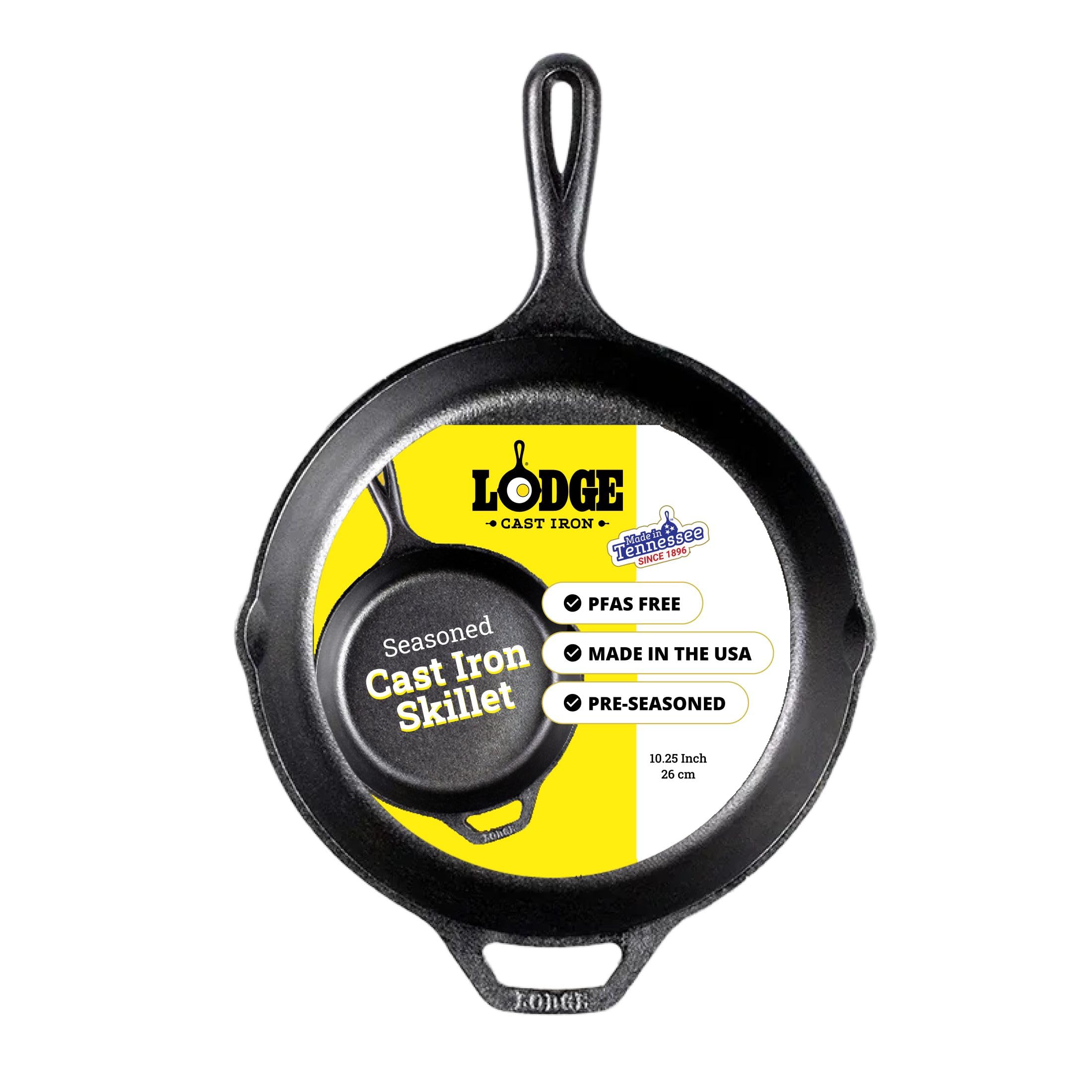 Lodge Pre-Seasoned Cast Iron Skillet for Indoor and Outdoor Use. Induction Frying Pan. Oven, Grill and Metal Utensil Saf