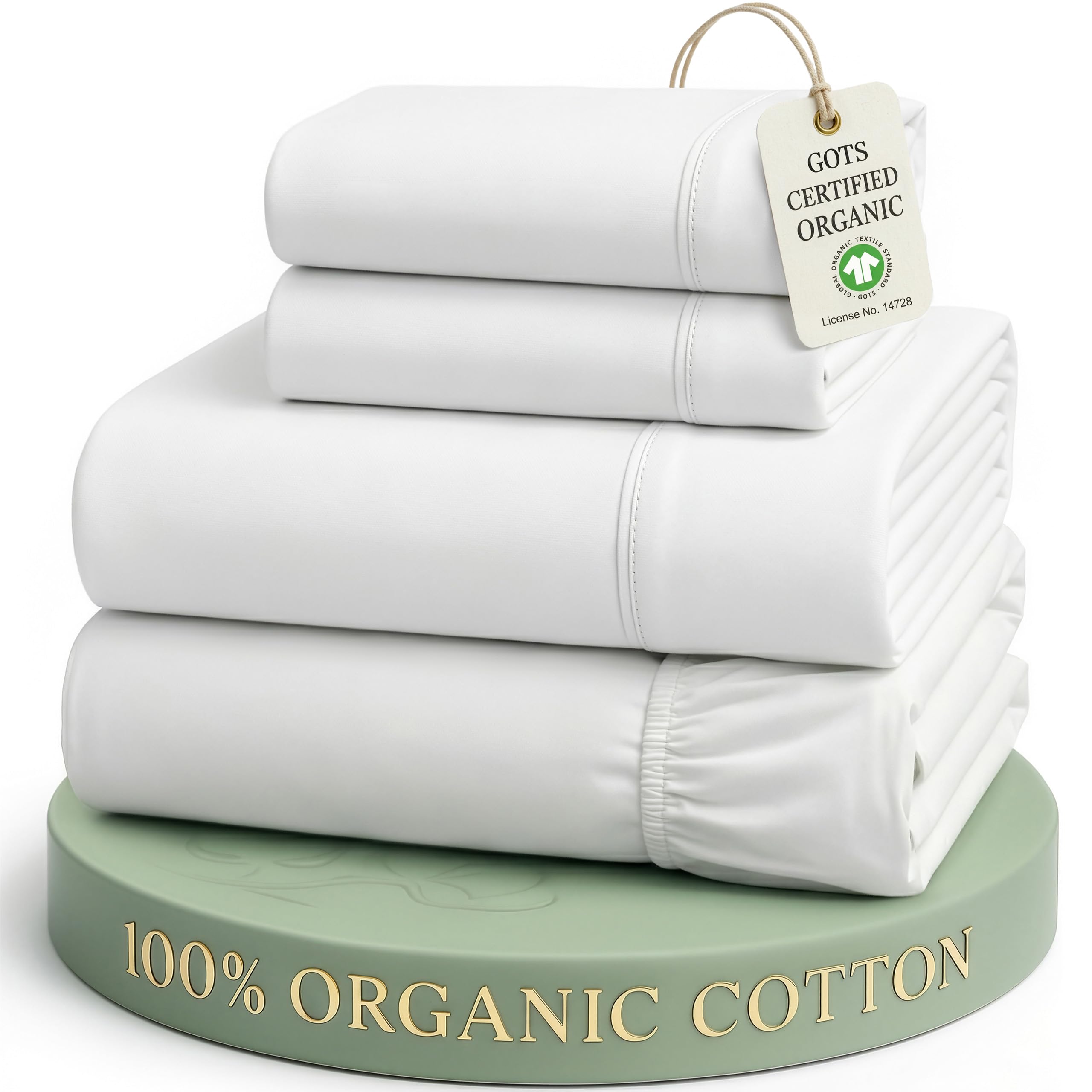 LANE LINEN 100% Organic Mercerized Cotton Pre Washed Full Size Bed Sheets, Soft & Comfy Low Pill Fade Resistance Fully E