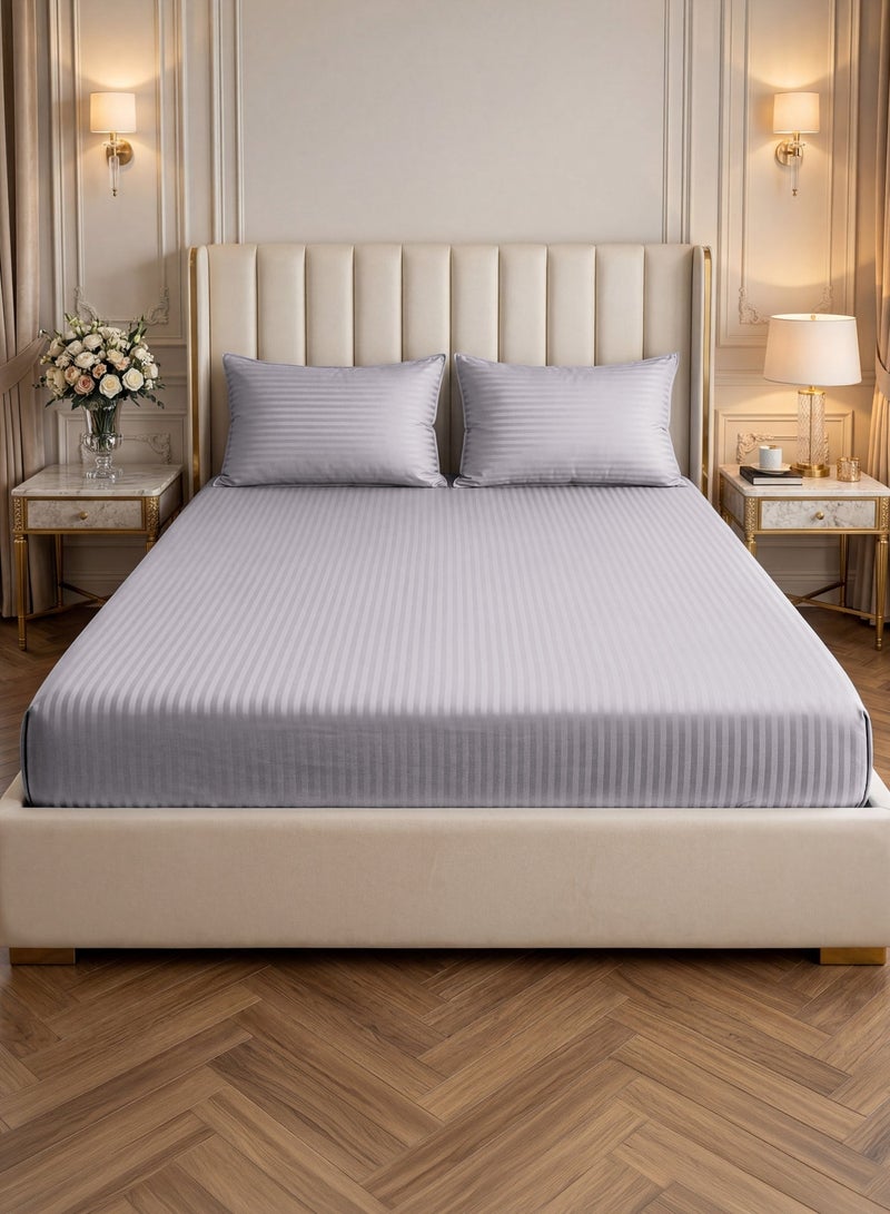 Parry Life Luxury Hotel Stripe Fitted Sheet Set, 3 Piece King Size Bed Sheet with Deep Pocket and Pillow Covers, Soft &