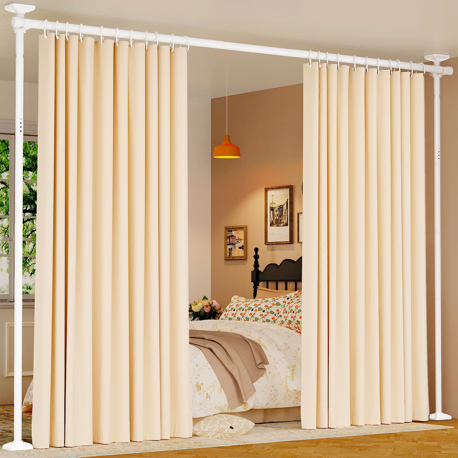 Yeabett Room Divider Curtain Rod - No Drilling Partition Room Dividers 122-305cm(H) 70-177cm(W) Adju