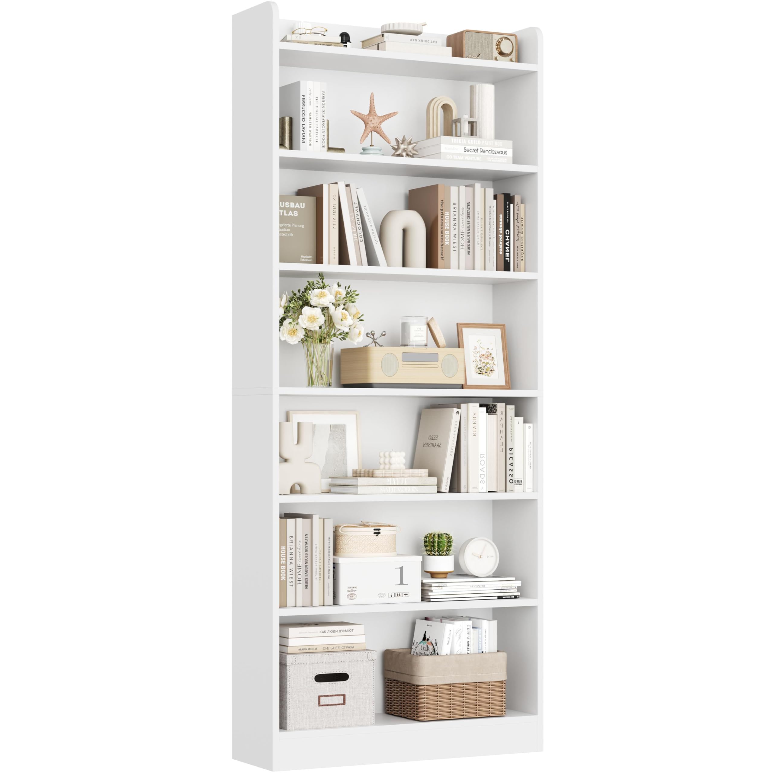 Yaheetech 7-Tier Bookcase, Modern Bookshelf with Top Open Compartment, Adjustable Tall Book Shelf fo