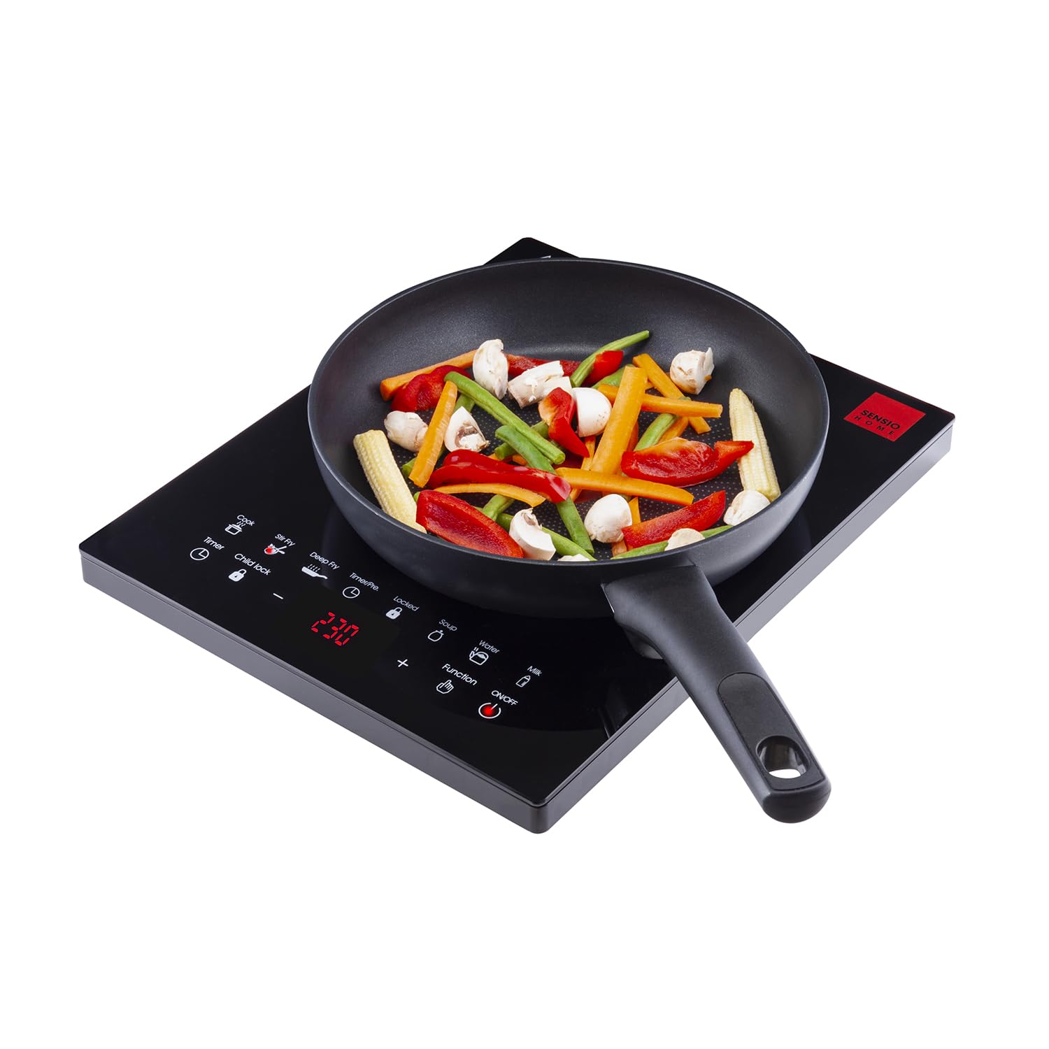 Sensio Home Electric Digital Induction Hob with 8 Temperature & Power Settings, 6 Cooking Modes, Timer, Overheat Protect