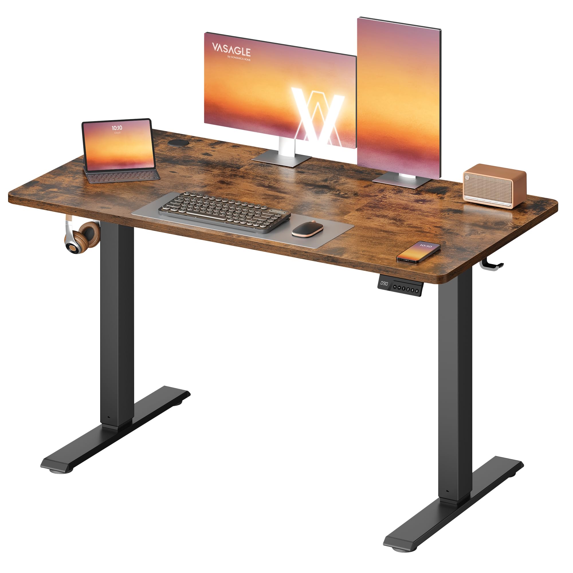 VASAGLE Electric Standing Desk, Height Adjustable Desk, Sedentary Reminder, 4 Memory Heights, for Ho