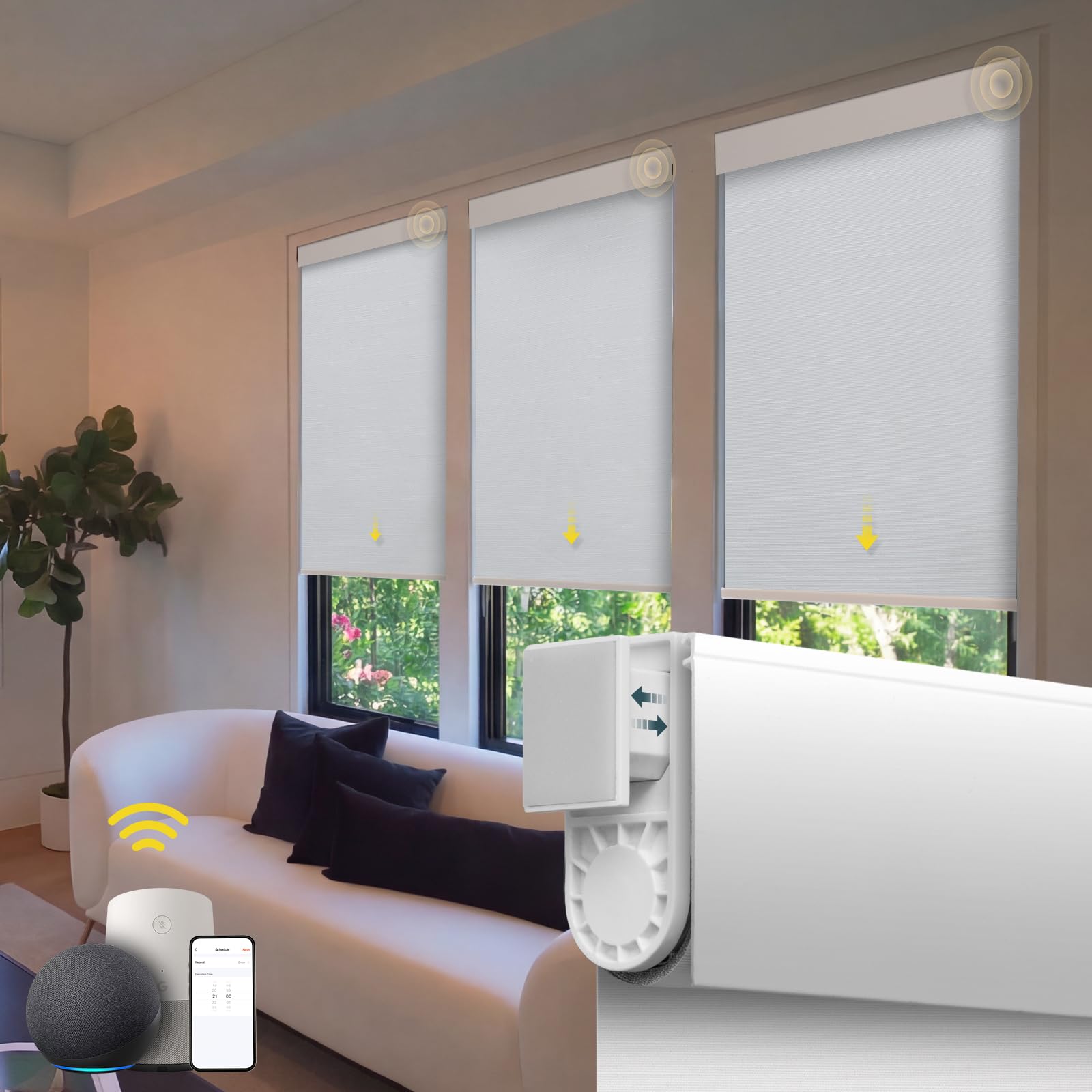 Motorized Blinds No Drill Automatic Blinds for Windows Cordless Roller Shades Electric Blinds with Remote Control Smart