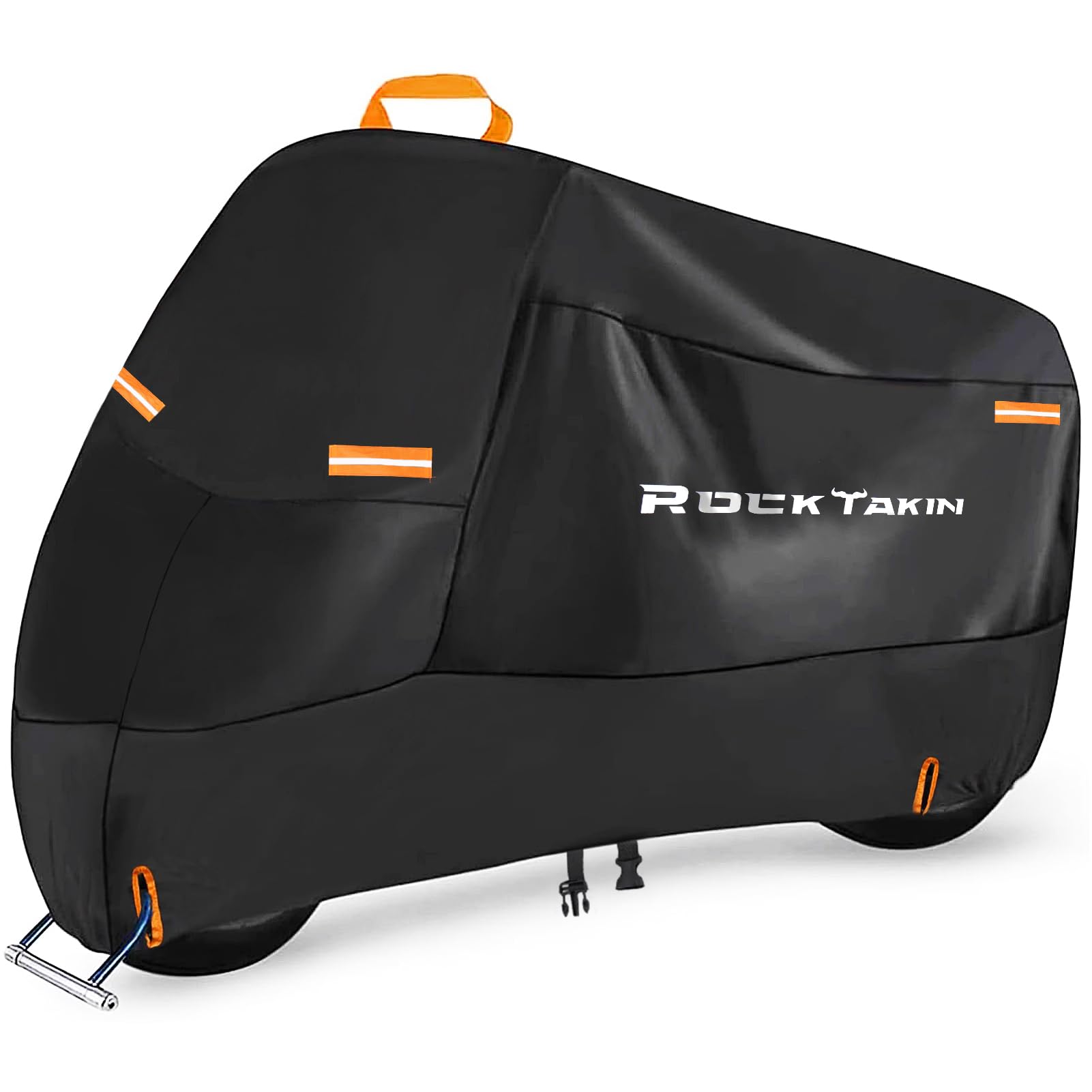 ROCKTAKIN Heavy Duty Motorbike Cover 300D Waterproof Outdoor, All Seasons Motorcycle Cover with 4 Re
