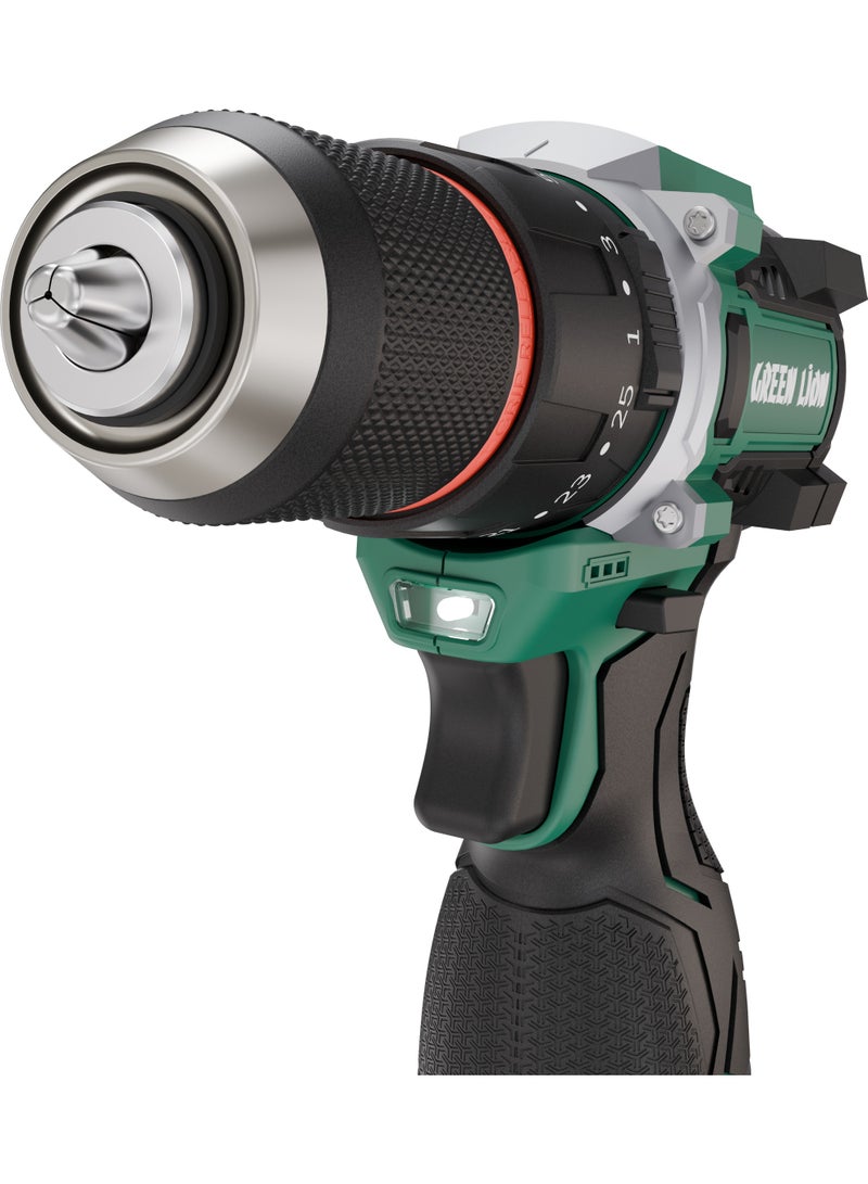 GREEN LION GD-15 Pro Drive Cordless Hammer Drill / 18V / Brushless Motor / 55 N.m Max Torque / 2X Battery Pack / 24 PCS