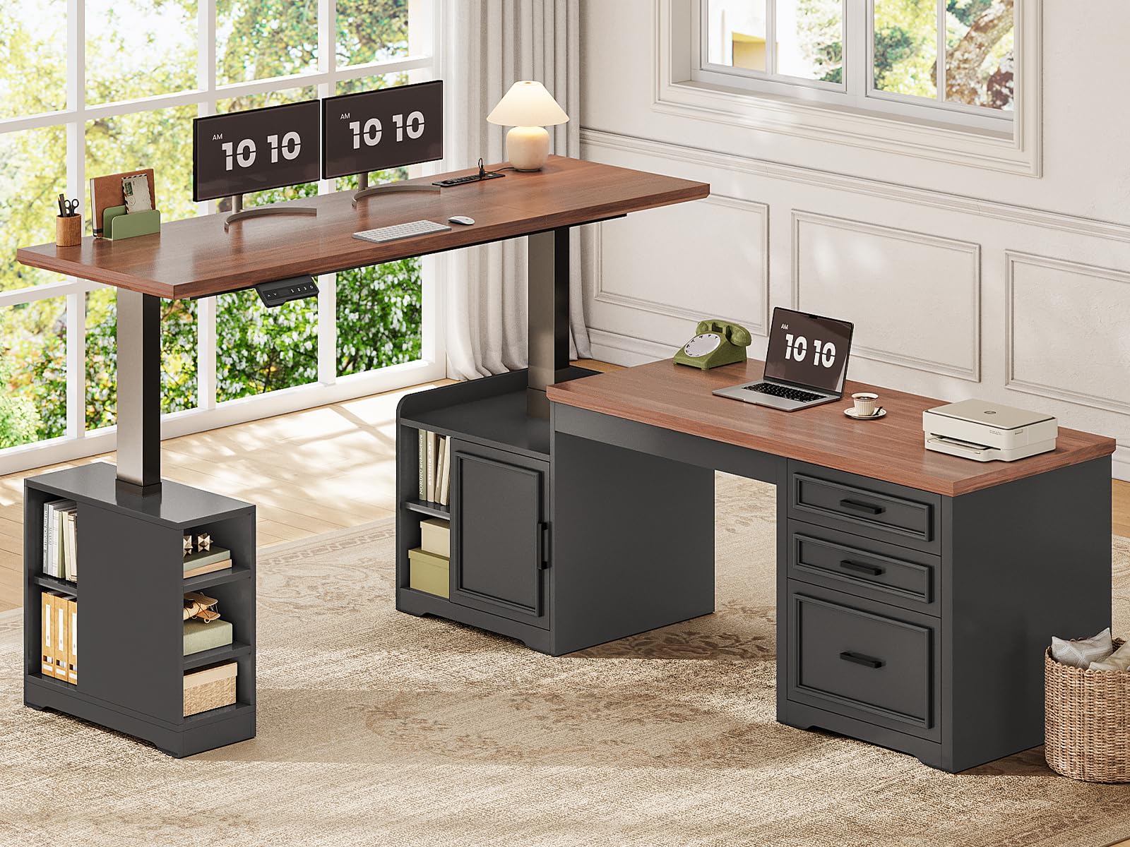 SEDETA Farmhouse L Shaped Electric Standing Desk, 63