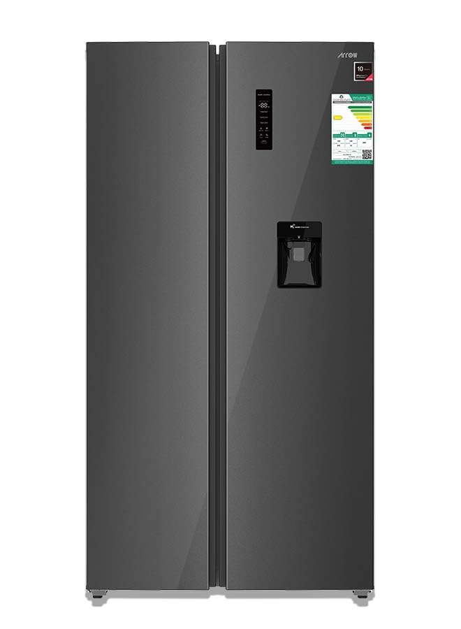 ثلاجة من أرو موديل RO-830SNS-WD ببابين وفريزر علوي، سعة 18.9 قدم مكعب، بلون فضي، خالية من الصقيع مع لوحة تحكم رقمية وموف