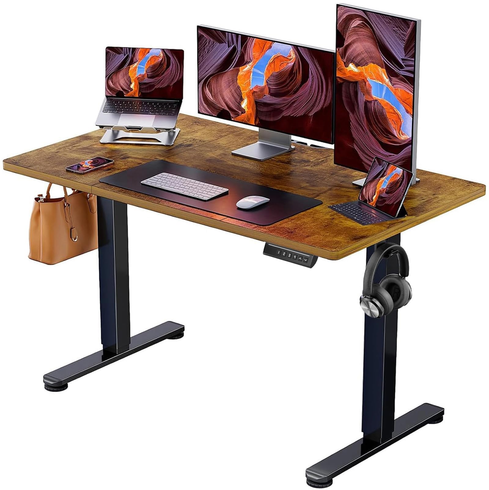 ErGear Electric Standing Desk Height Adjustable 120 x 60cm, Sit Stand Desk with 4 Memory Smart Panne