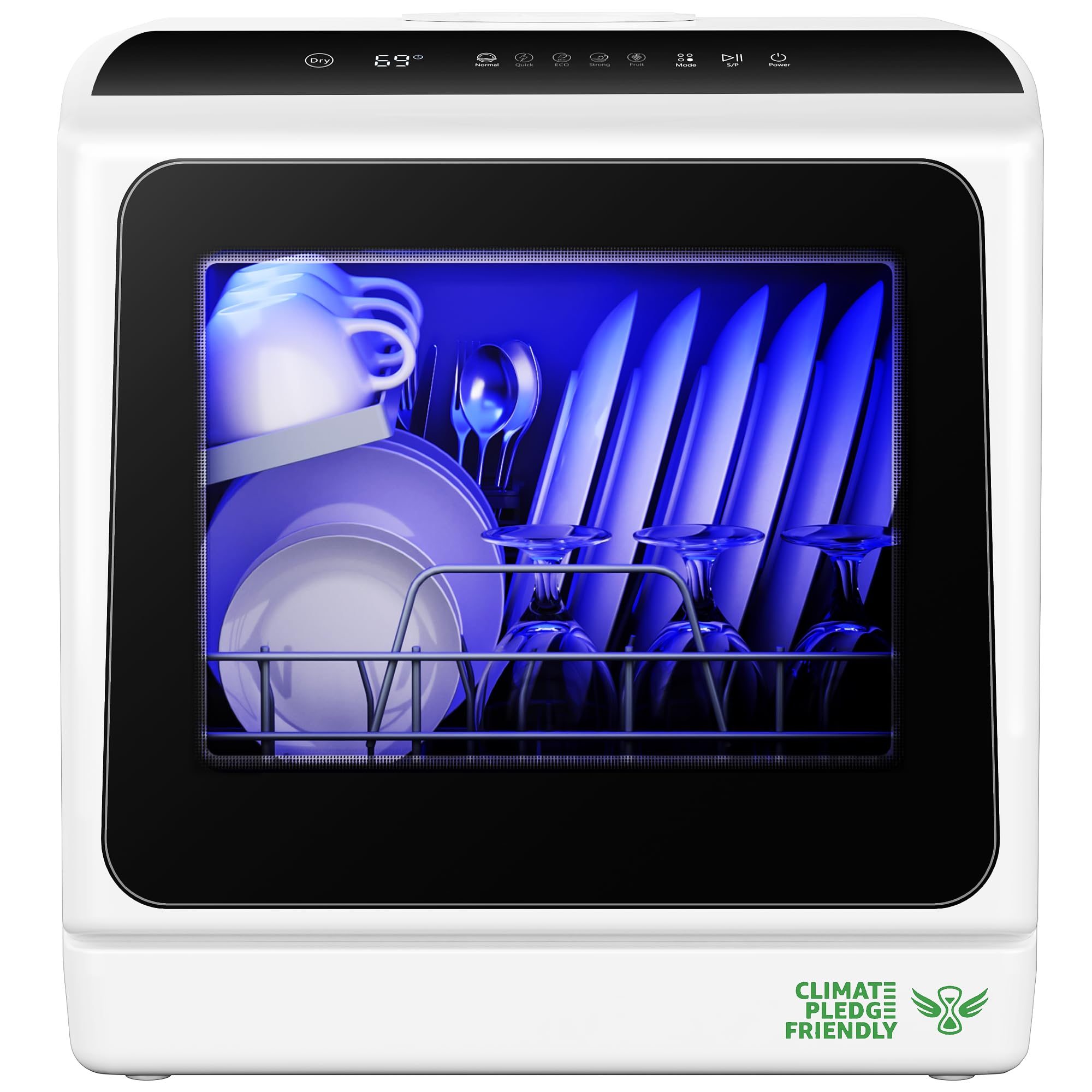 EUHOMY Countertop Dishwasher Portable with 6 Programs, 5L Built-in Water Tank for Apartments & RV, 167℉ High-Temp, No Ho