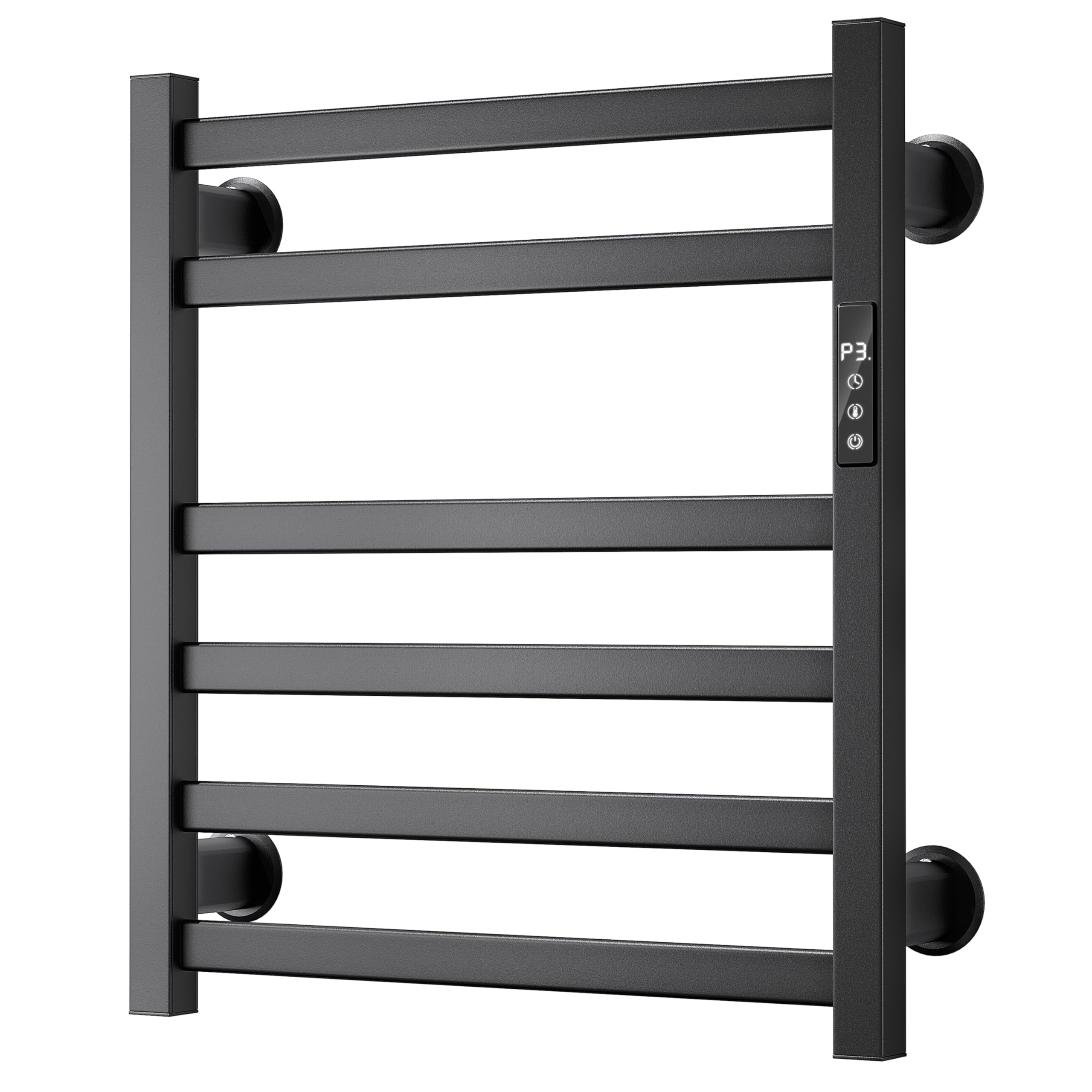 Electric Towel Warmer Wall Mounted, 6 Bar Heated Towel Rack with Intelligent Timer & Temp Control, Plug-in/Hardwire, Lef