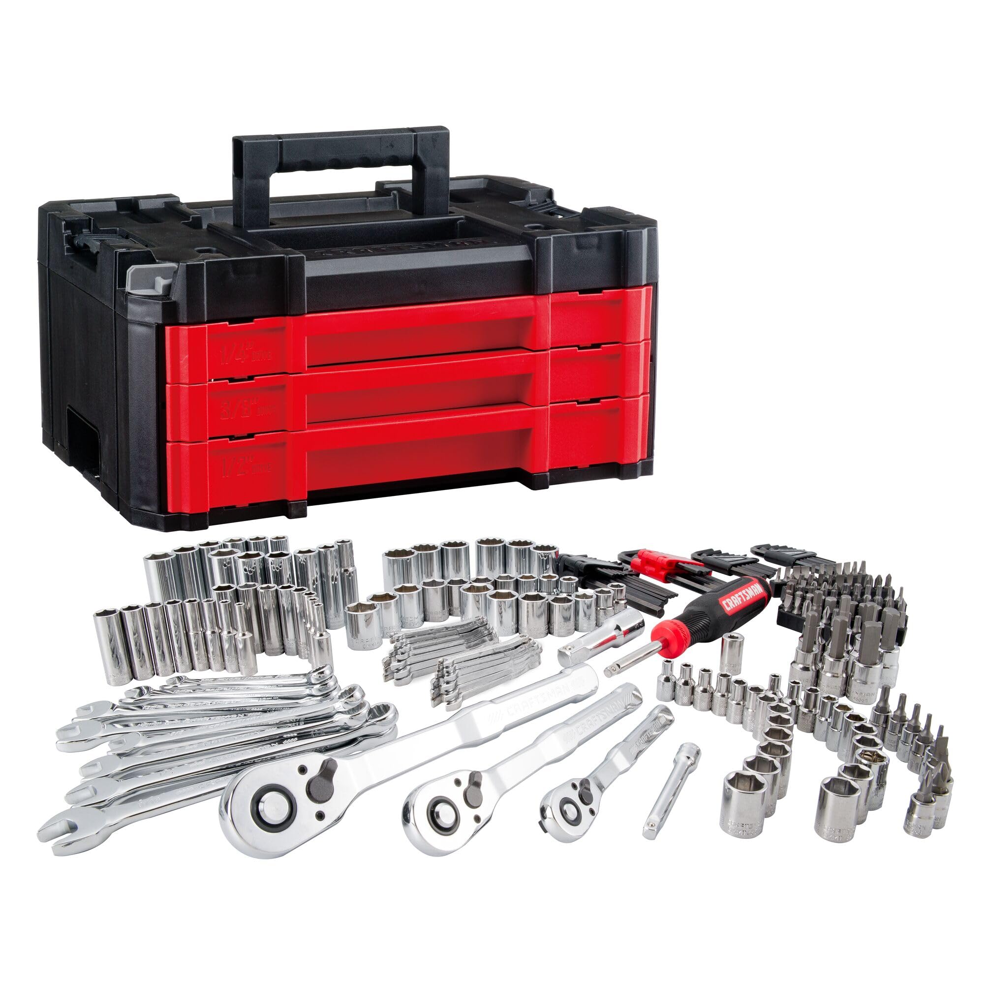 CRAFTSMAN 230 Pcs Mechanics Tool Set, Socket Wrench Set, Car Tool Kit with VERSASTACK Toolbox, SAE a