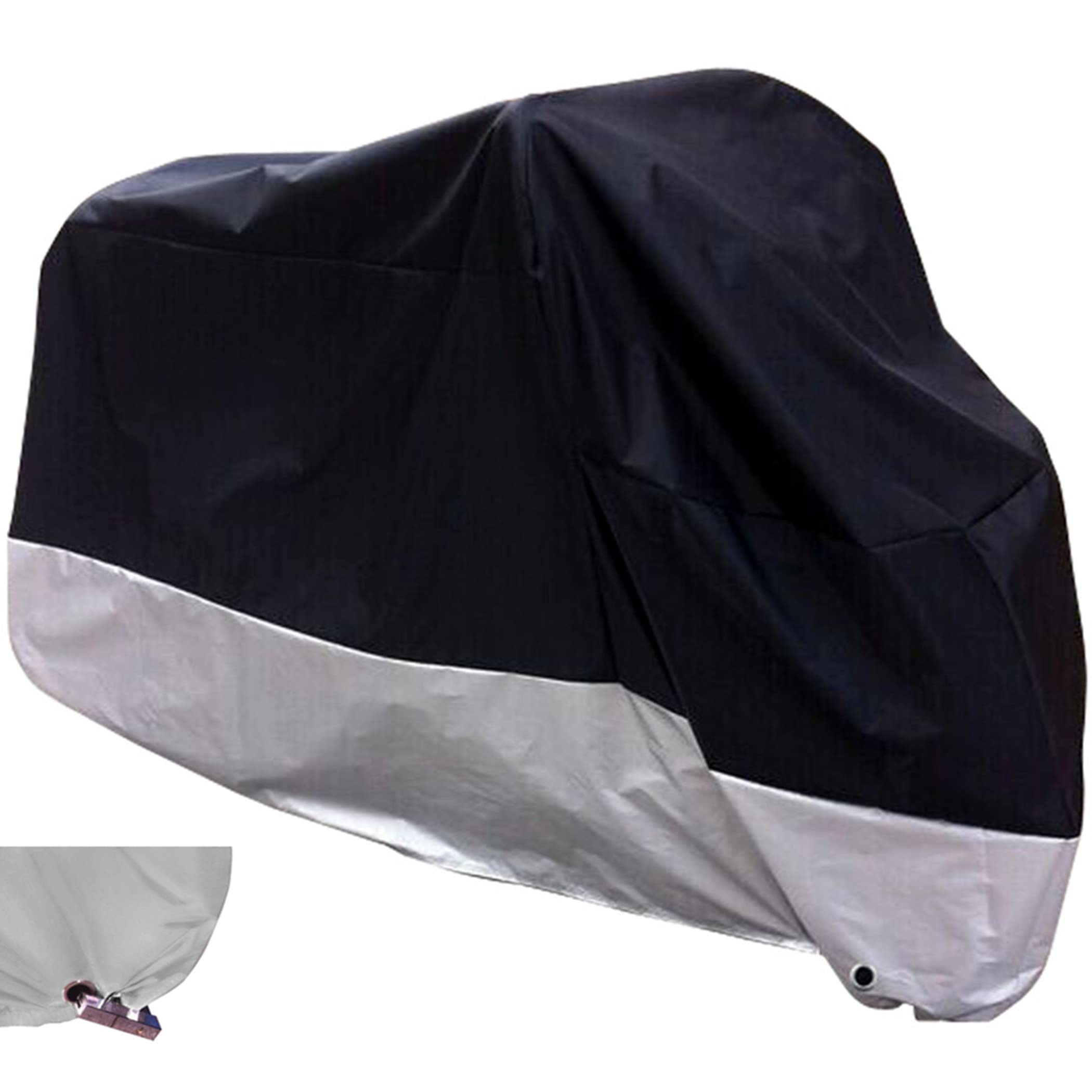 XYZCTEM All Season Black Waterproof Sun Motorcycle Cover,Fits up to 108" Motors (XX Large & Lockhole