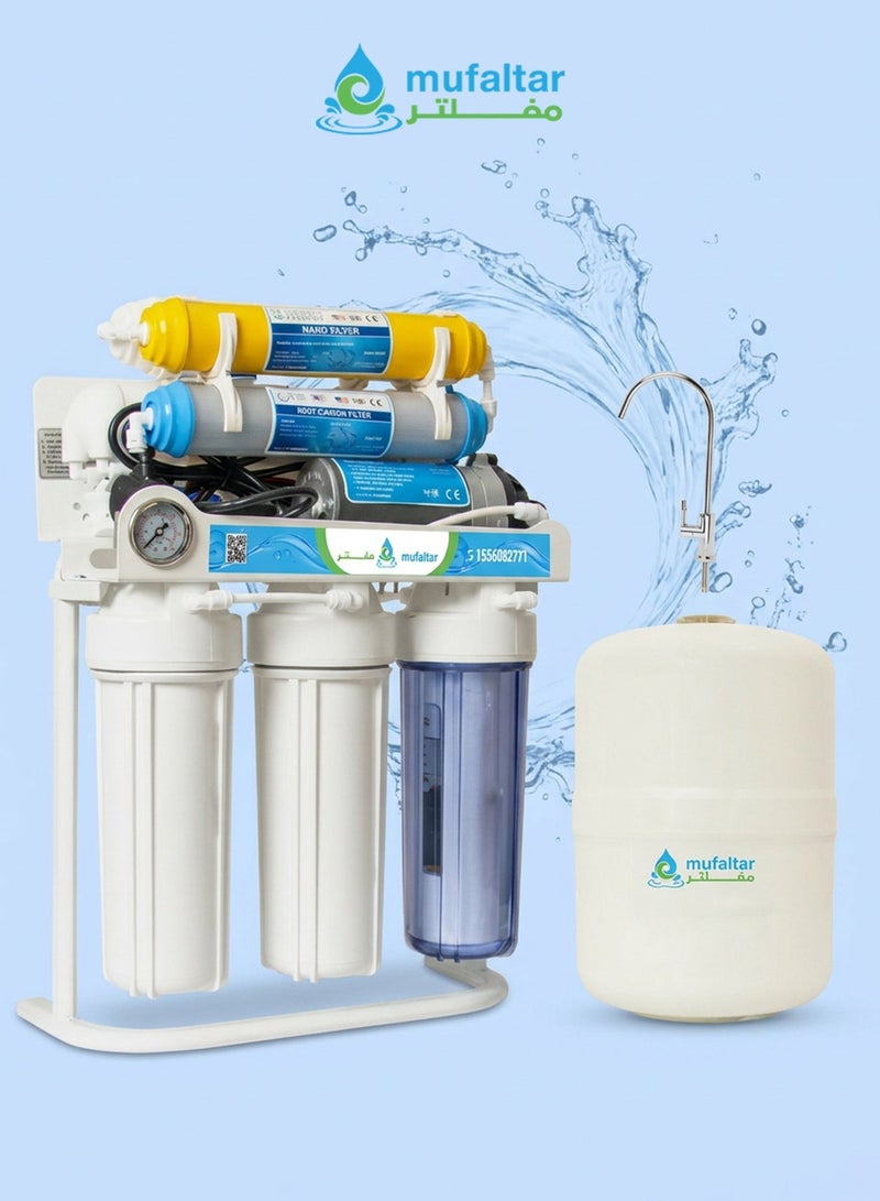 Mufaltar 7-stage water purification filter with stand and pressure gauge