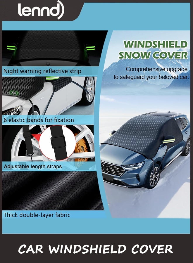 LENND Car Windshield Cover for Ice and Snow - Universal Windshield Snow Cover with Side Window and Rearview Mirror Prote