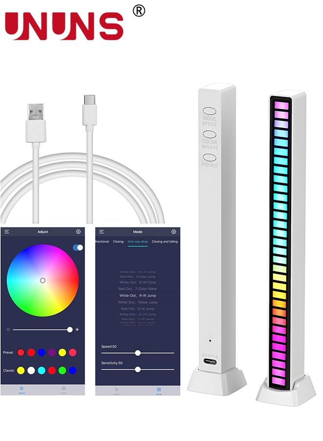 UNUNS RGB Music Rhythm Light,App Control 32 Bit Music Level LED Lights,USB Powered,Rhythm Light Bar For Car Game Room De
