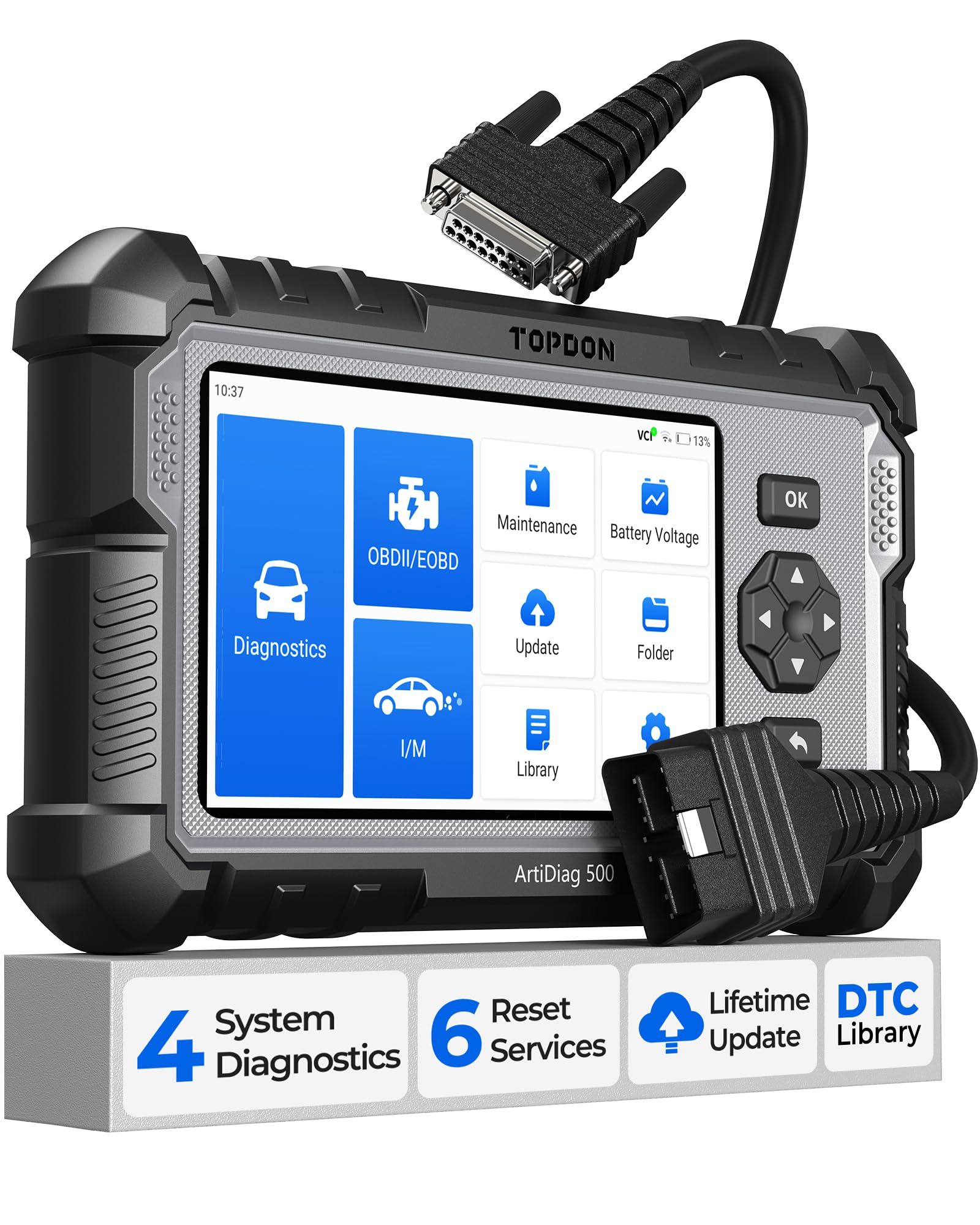 TOPDON OBD2 Code reader Scanner ArtiDiag500, Engine ABS SRS Transmission Car Diagnostic Tool for all cars, 6 Reset Servi