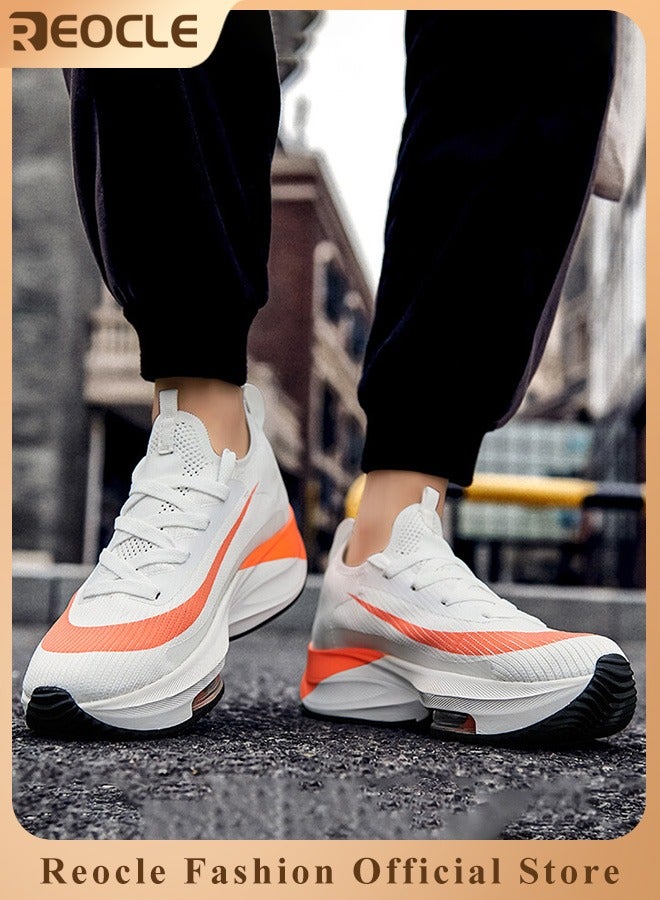 REOCLE Men's Sneakers Air Cushion Lace-up Casual Shoes Casual Shoes Ultralight Breathable Sports Shoes for Running & Wal