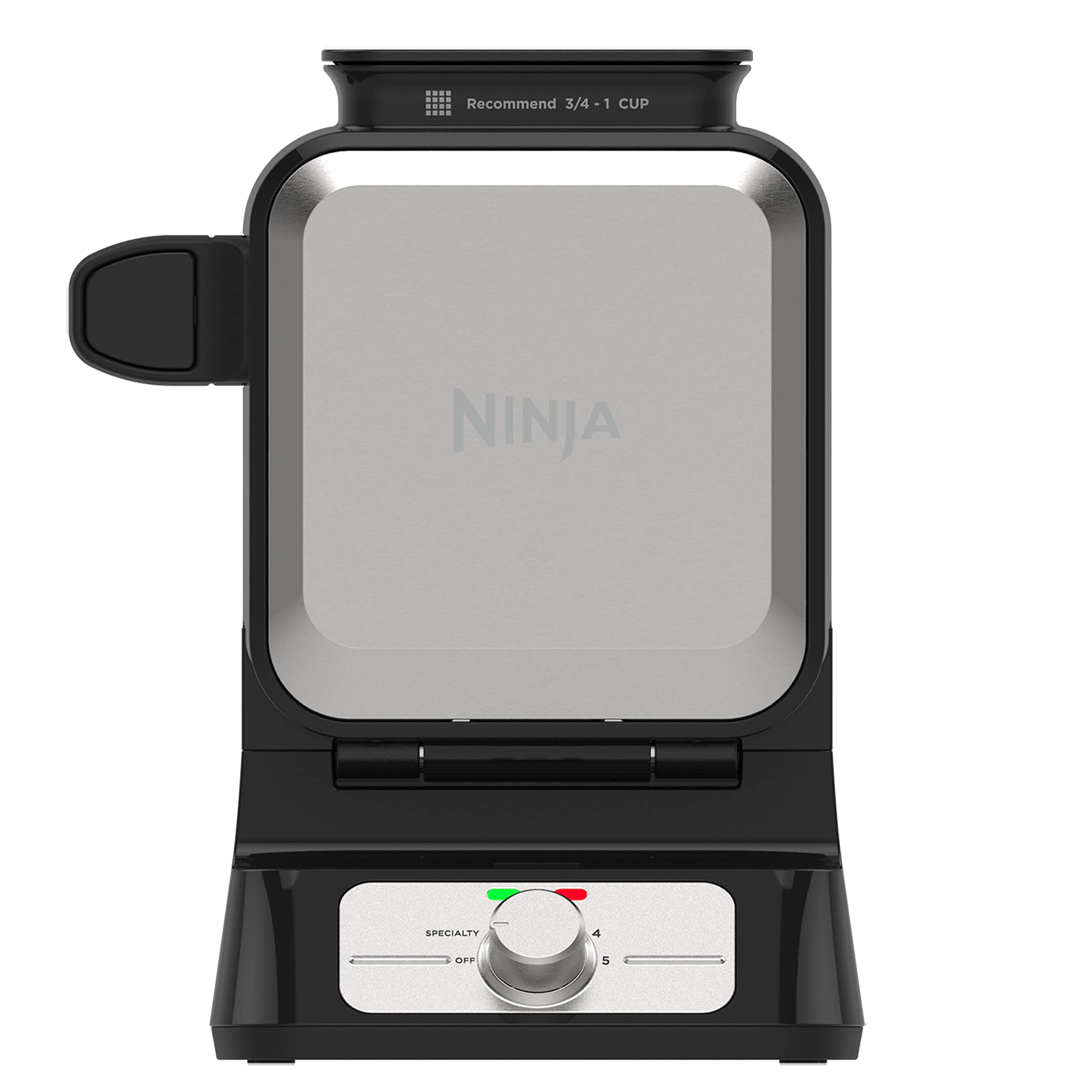 Ninja Belgian Waffle Maker Pro | Vertical Design | 5 Shade Settings with Precision-Pour Cup & Chef-curated Recipe Guide 