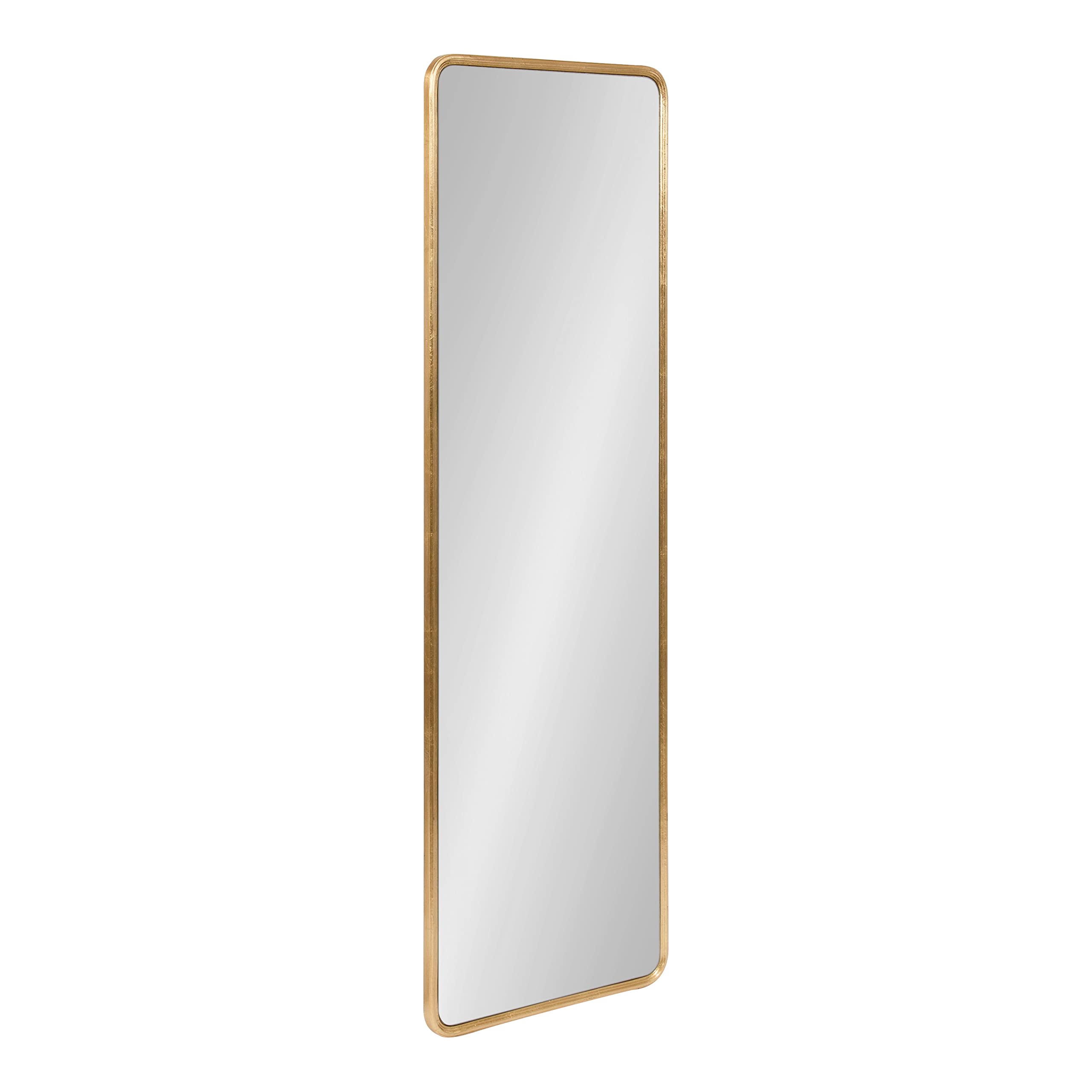 Kate and Laurel Caskill Modern Framed Rounded Rectangle Full-Length Mirror; 16 x 48; Gold; Tall Decorative Round Rectang
